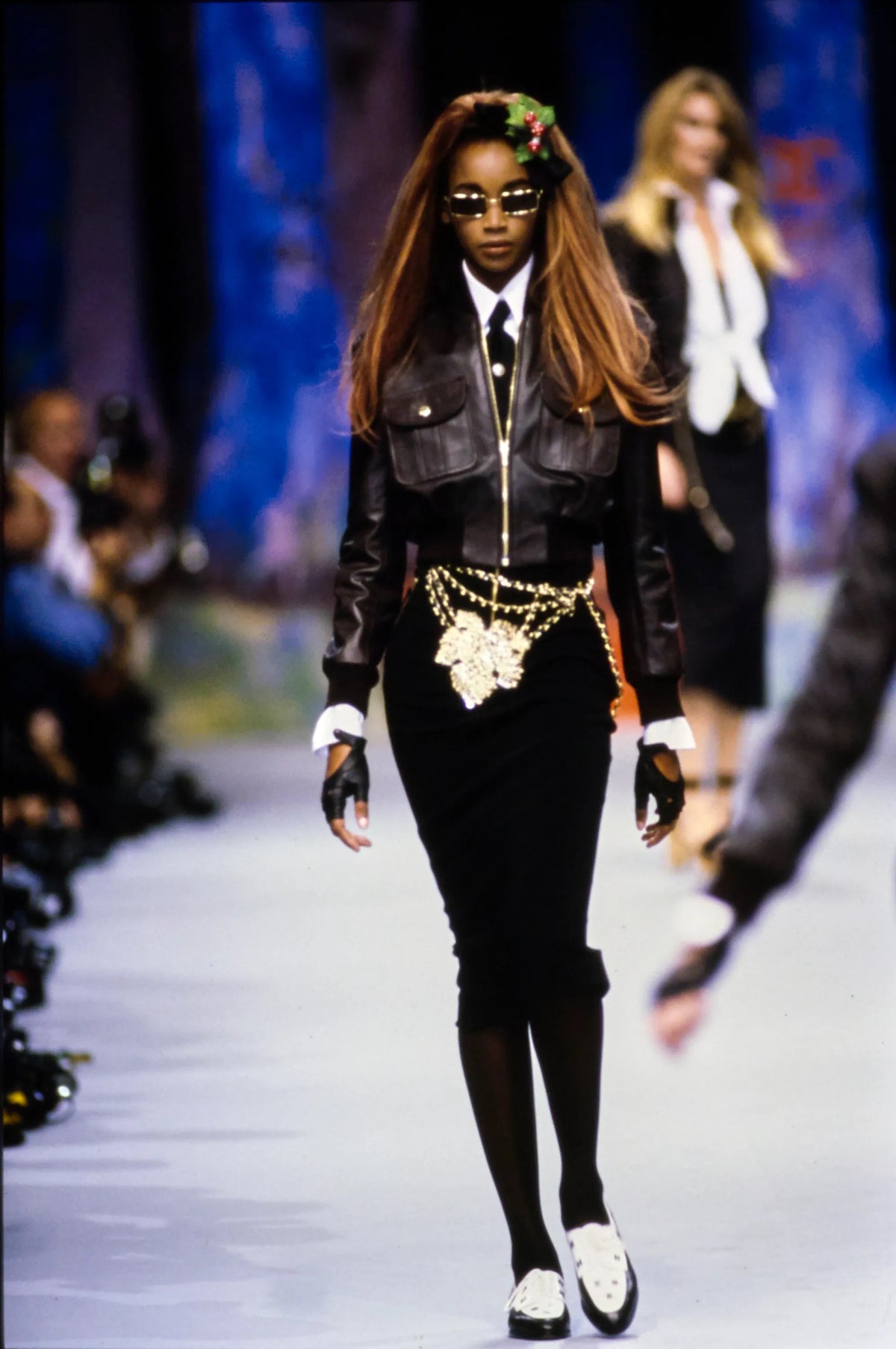 Chanel Spring/Summer 1992 Brown Lambskin Leather Bomber Jacket
