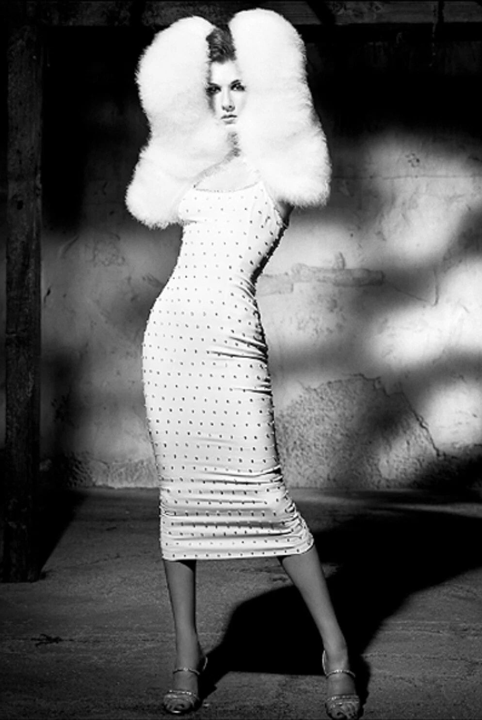 Dolce&Gabbana Vintage S/S 1995 White Crystal Embellished Midi Dress