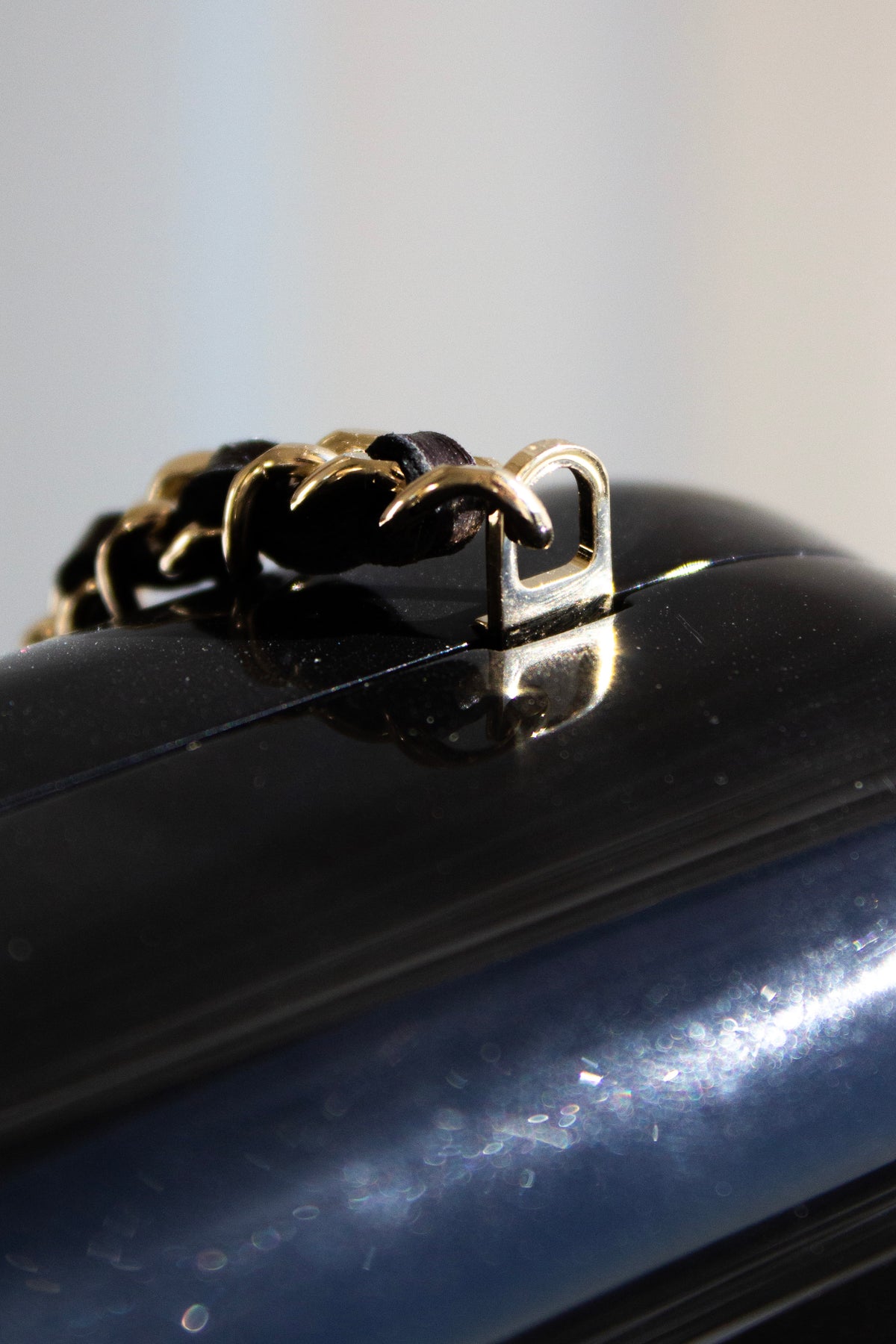 Chanel S/S 2015 Votez Coco Black Plexiglass Pearl Minaudière Clutch Bag