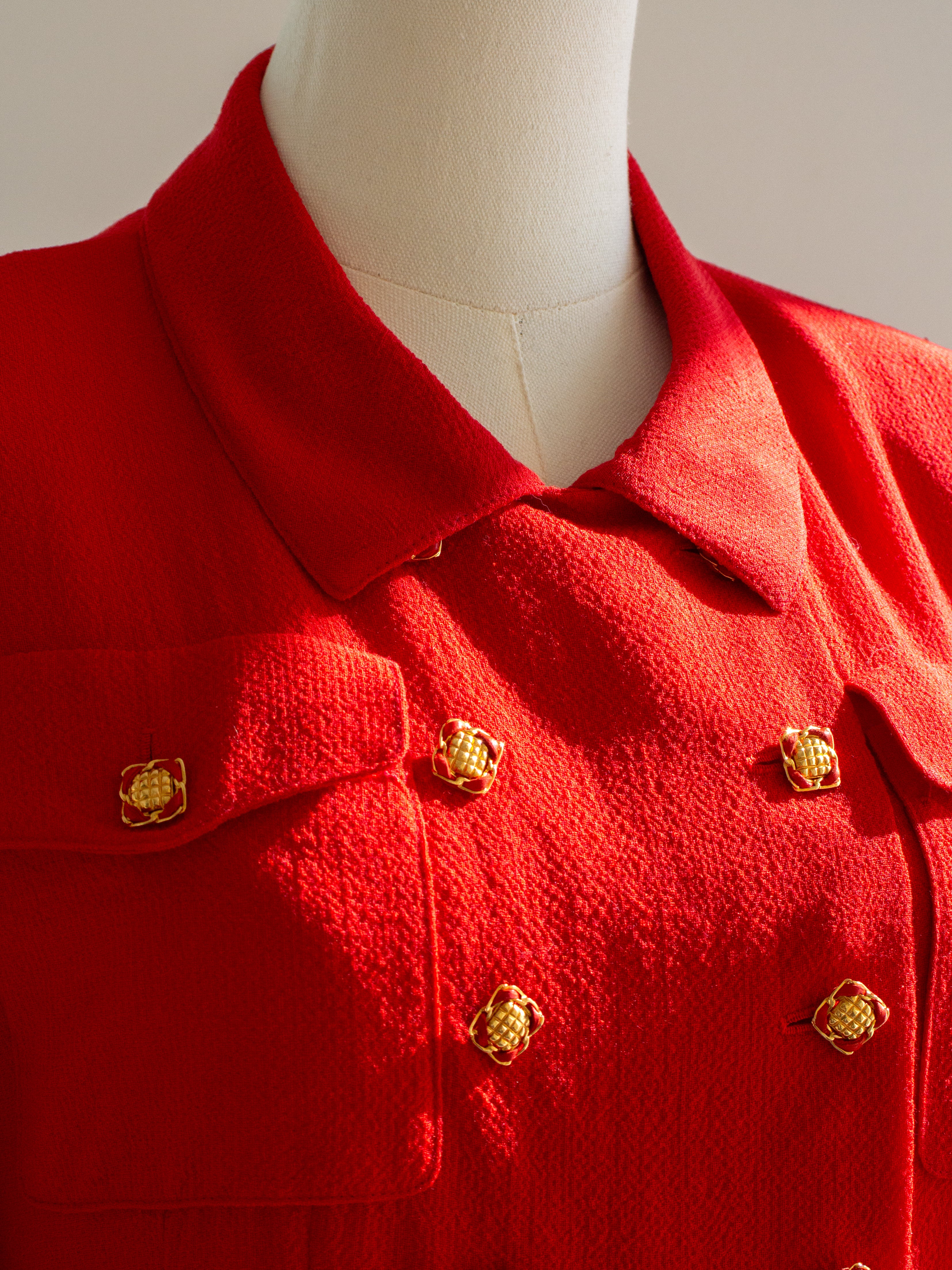 Chanel Vintage Haute Couture Fall/Winter 1988 Red Gold Chain Dress