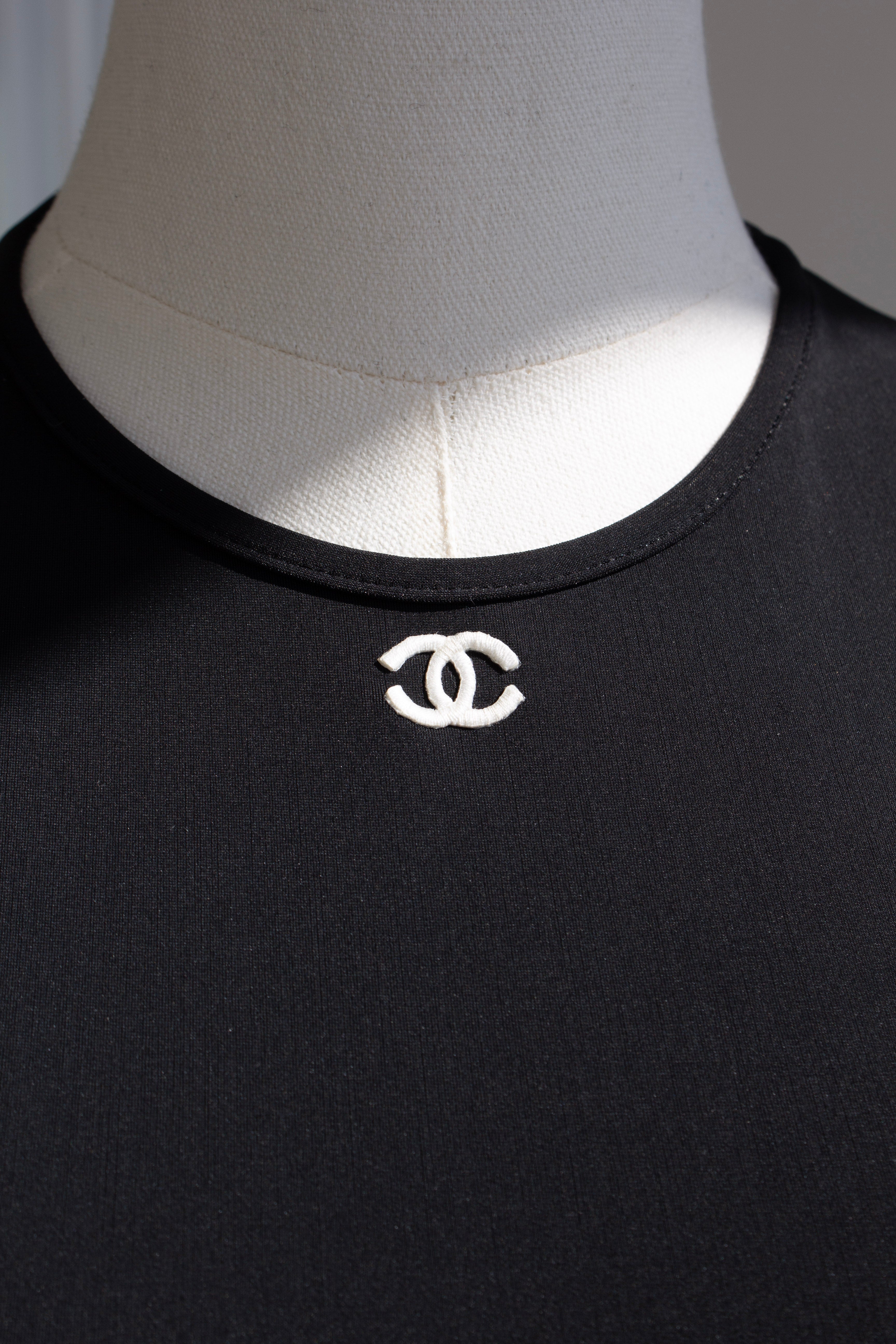 Chanel Vintage Spring 1995 “95P” Black & White CC Logo Crop Top