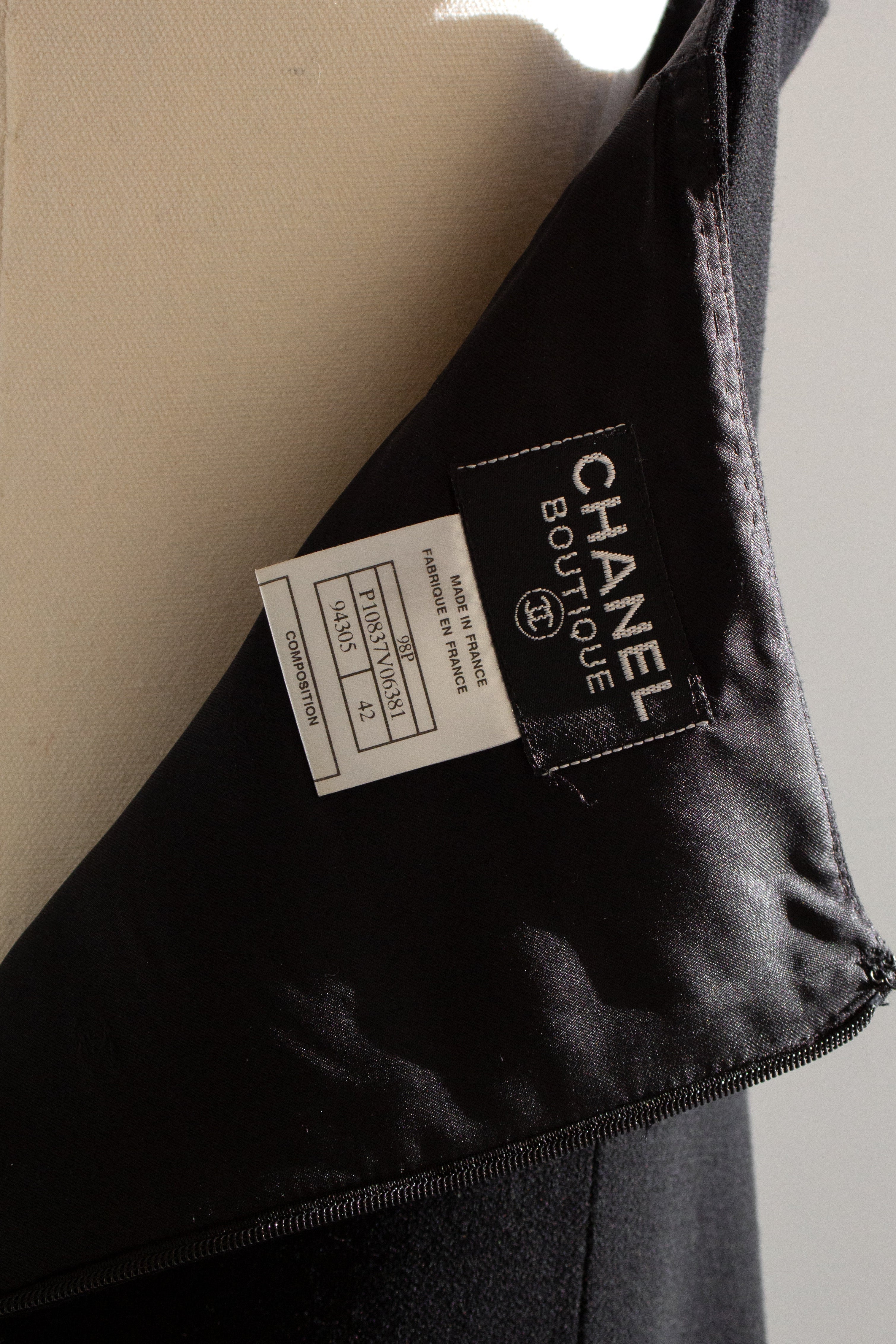 Chanel Vintage S/S 1998 Silver Crystal Chiclet Straps Black 98p Gown Dress