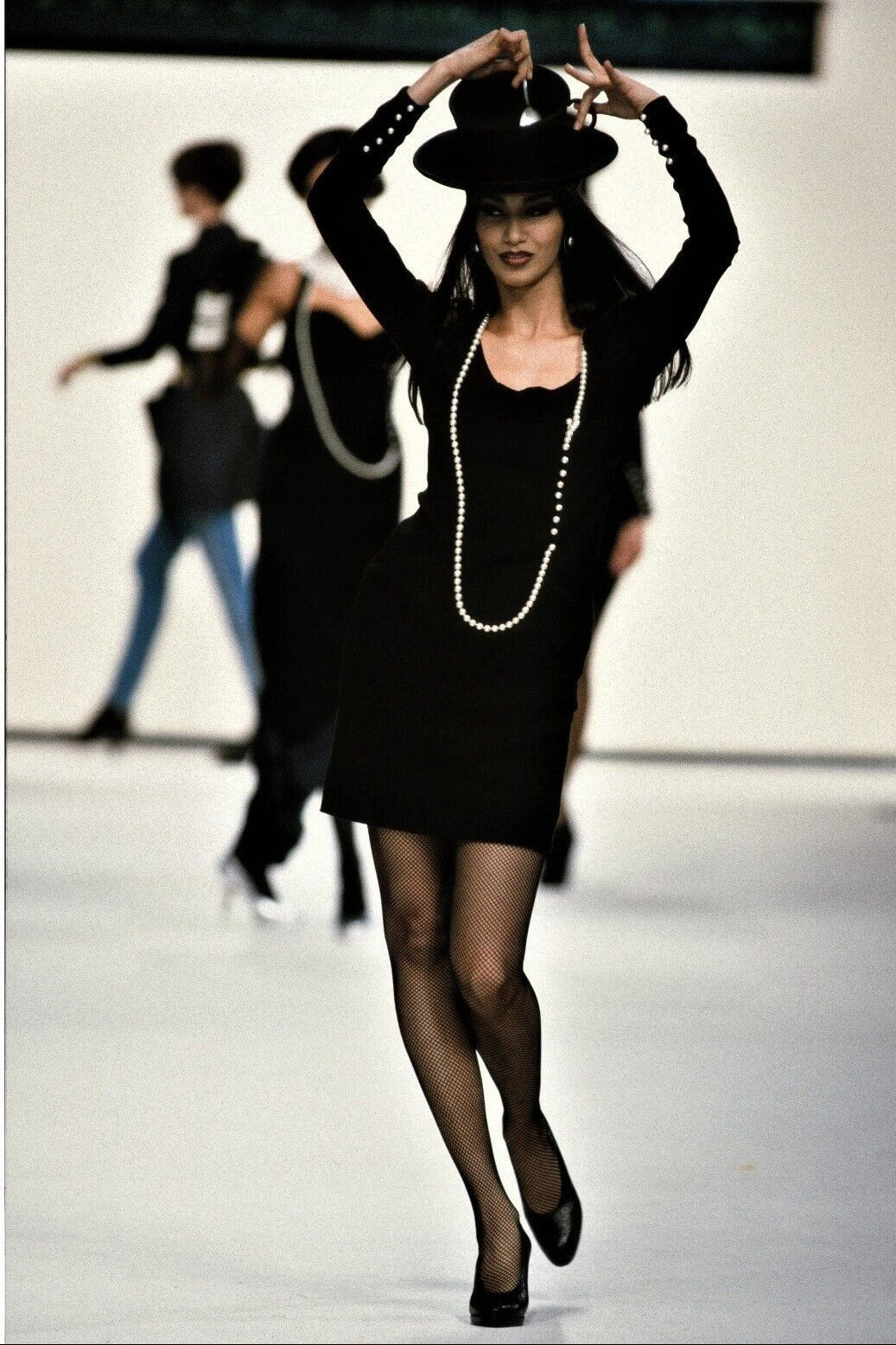 Chanel F/W 1991 Vintage Black Pearl Embellished Mini Dress