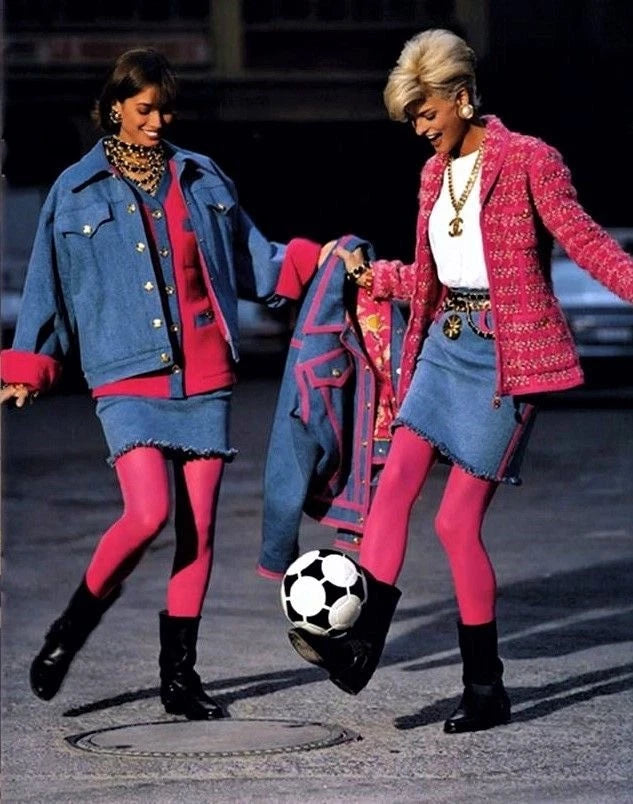 Chanel Vintage F/W 1991 Hip-Hop Denim Pink 24K Gold Bomber Jacket