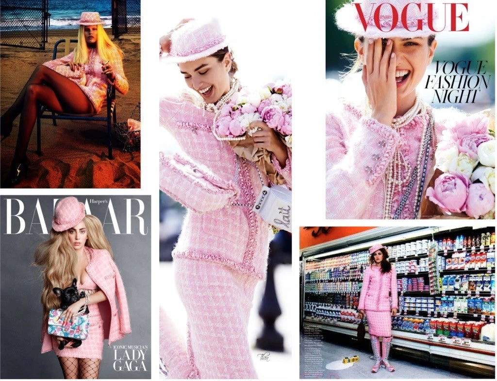 Chanel F/W 2014 Supermarket Barbie Pink White Plaid 14A Fantasy Tweed Jacket