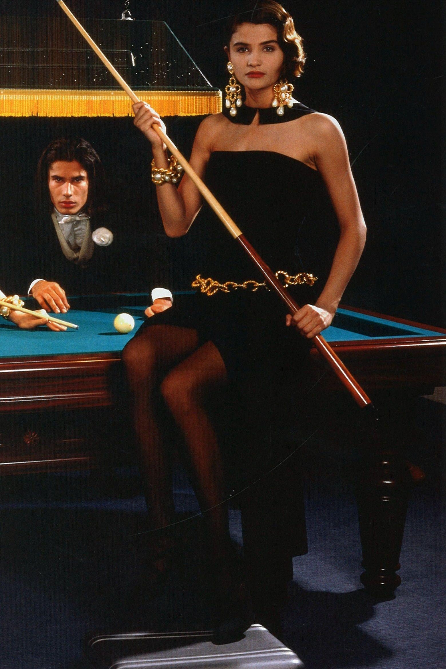 Chanel S/S 1990 Vintage Black Pleated Grecian Collar Gown