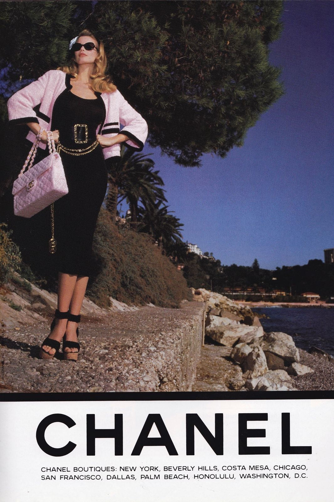 Chanel Vintage Spring/Summer 1992 Pink Black Cotton Terry Jacket