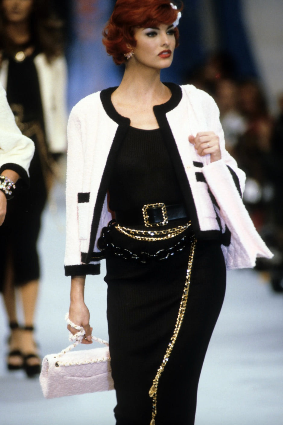 Chanel Vintage Spring/Summer 1992 Pink Black Cotton Terry Jacket