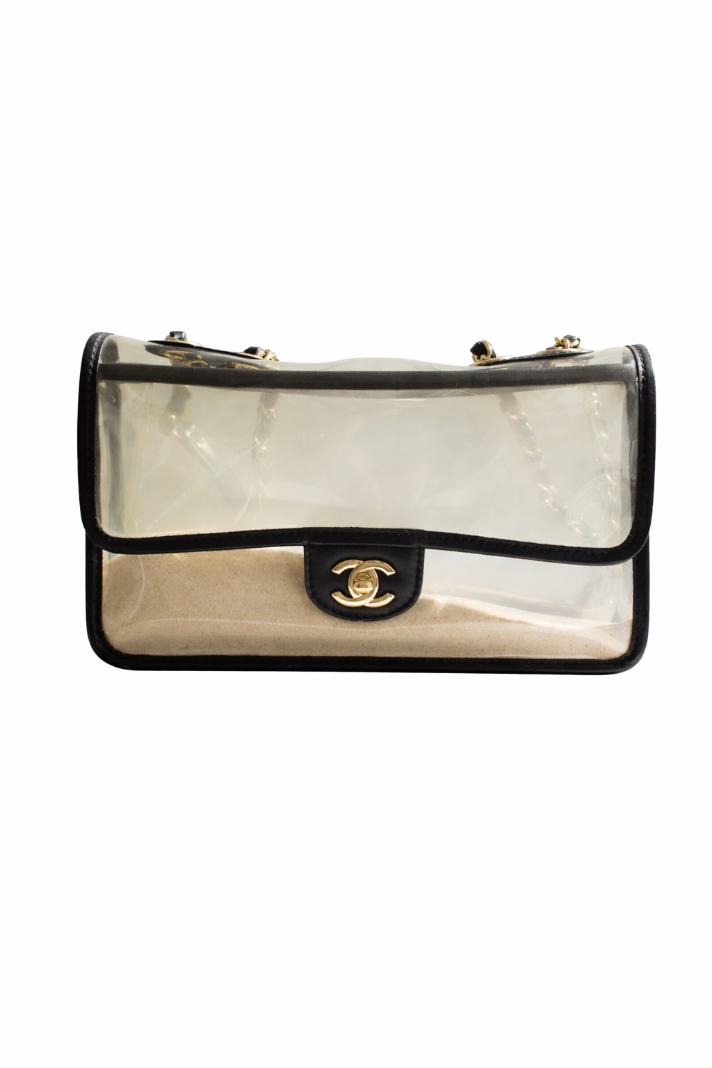 Chanel S/S 2019 By The Sea PVC Transparent Sand 19P Classic Flap Bag
