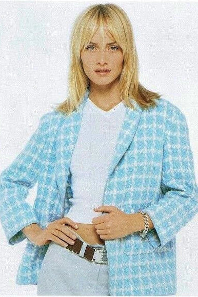 Chanel Vintage S/S 1996 Sky Blue Plaid 96P Tweed Jacket