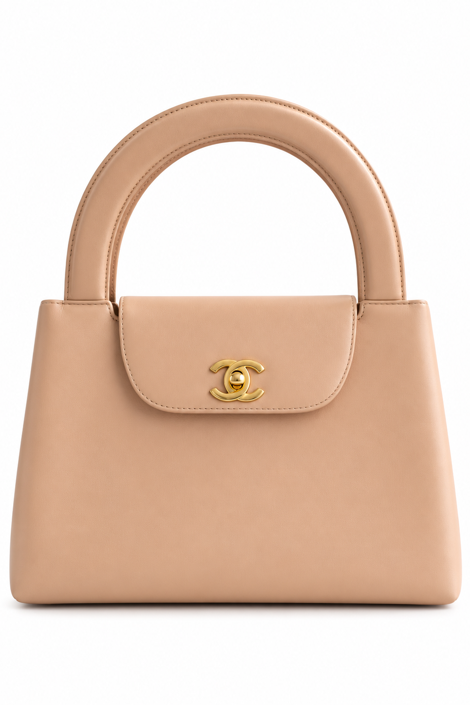 Chanel Vintage 1998 Kelly Pink Nude Lambskin 24K Gold Top Handle Bag