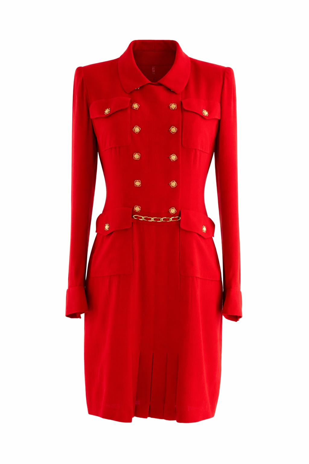 Chanel Vintage Haute Couture Fall/Winter 1988 Red Gold Chain Dress