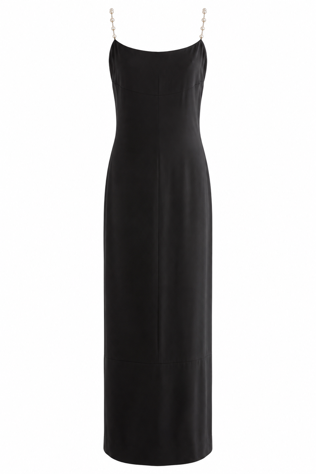 Chanel Vintage S/S 1998 Silver Crystal Chiclet Straps Black 98p Gown Dress