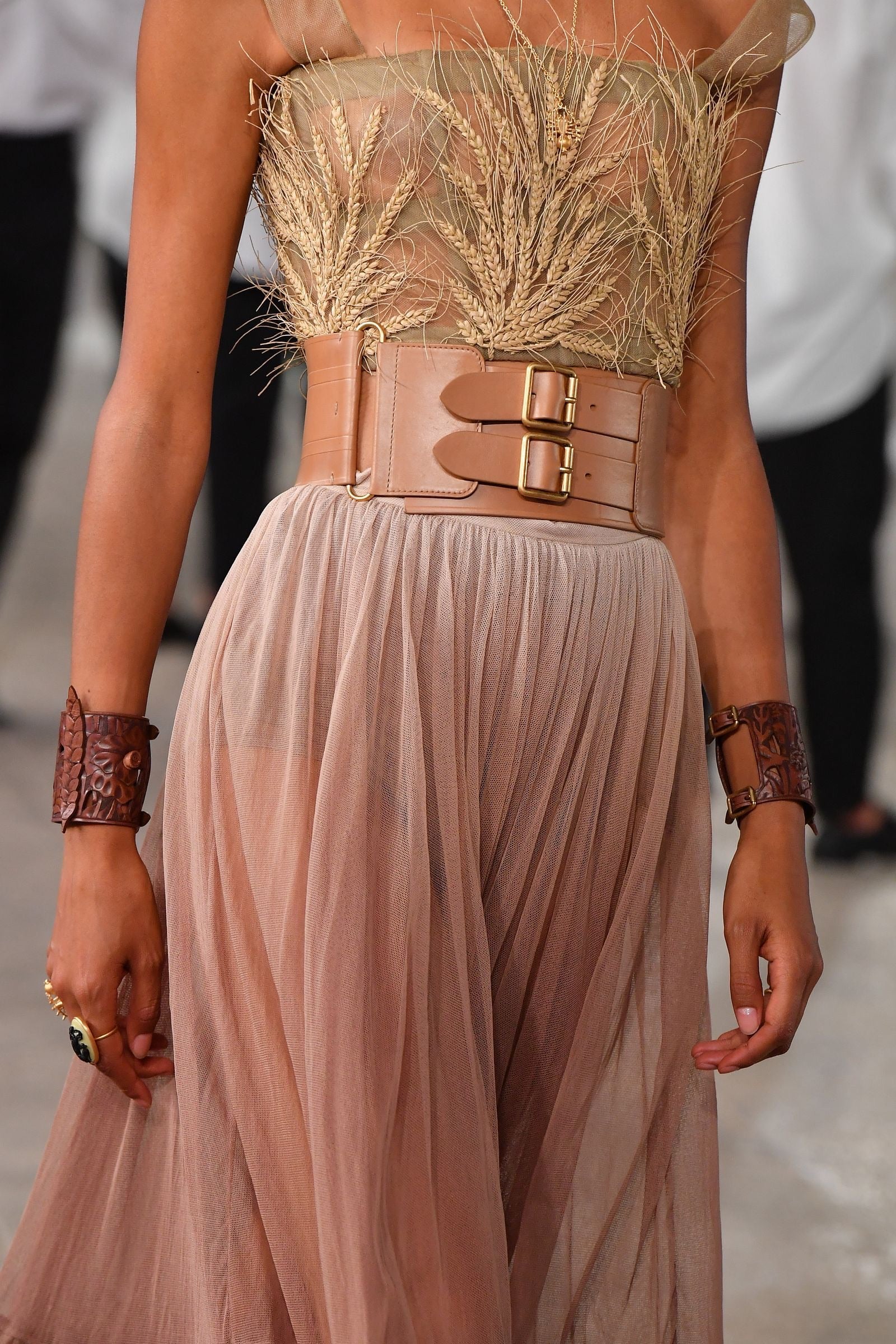 Christian Dior Cruise 2021 Puglia Italy Wheat Appliqué Tulle Crop Top