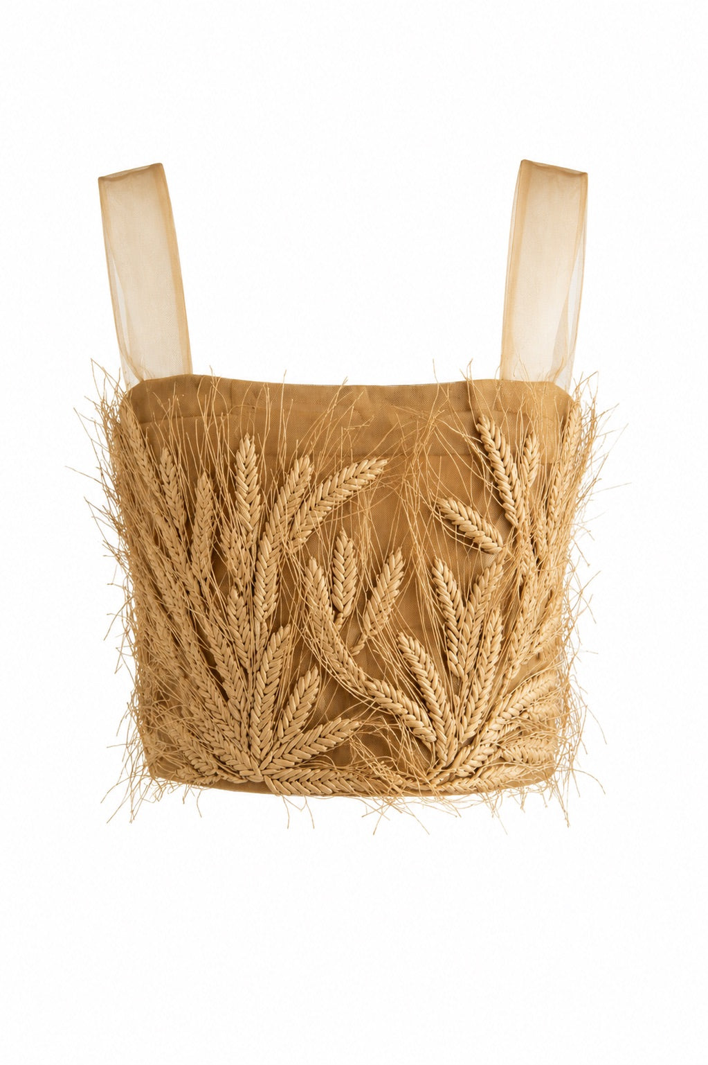 Christian Dior Cruise 2021 Puglia Italy Wheat Appliqué Tulle Crop Top