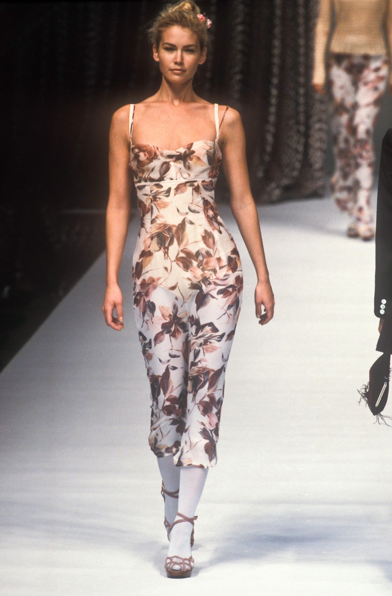 Dolce & Gabbana Spring/Summer 1997 Floral Beige Nude Sheer Dress