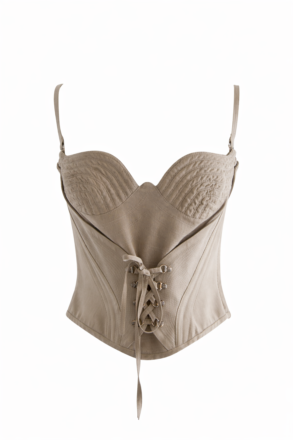Gianni Versace Couture S/S 1995 Runway Beige Sculpted Corset Top
