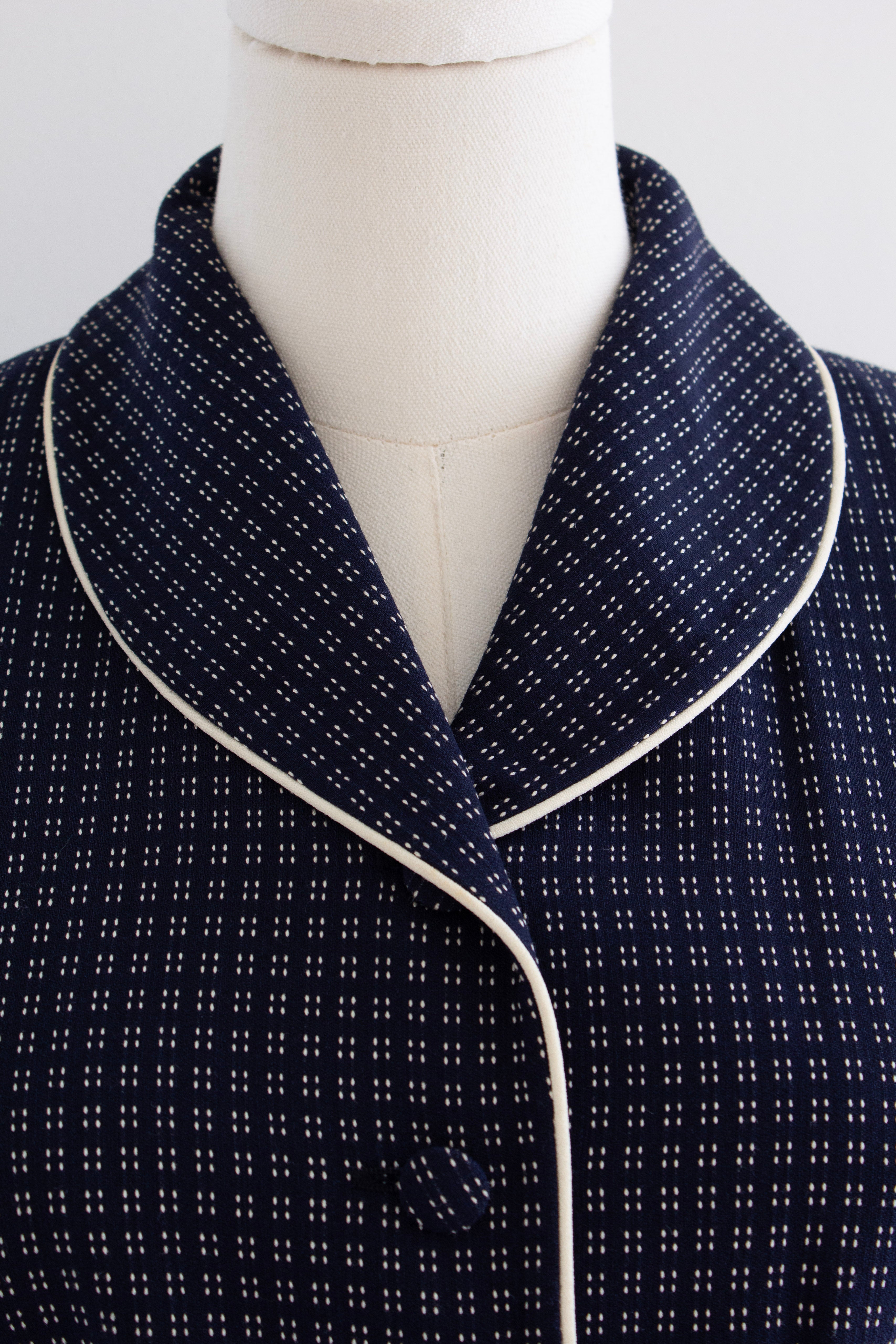 Givenchy Couture by John Galliano S/S 1997 Navy White Dotted Jacket & Skirt Suit