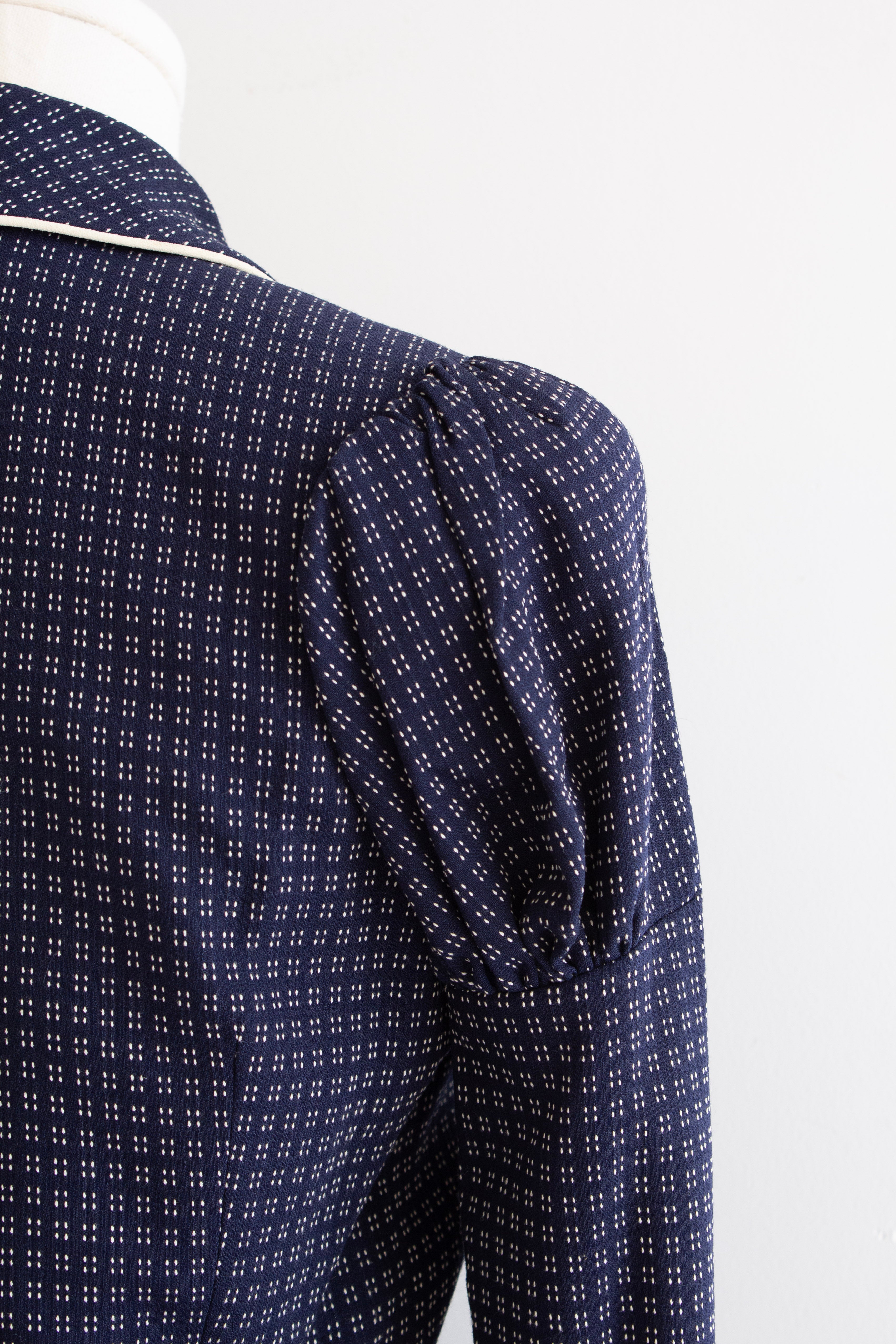 Givenchy Couture by John Galliano S/S 1997 Navy White Dotted Jacket & Skirt Suit