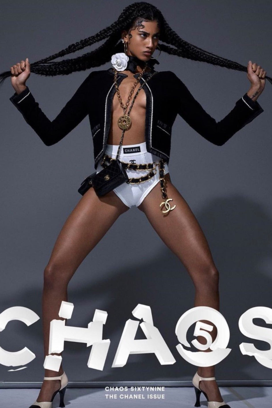 Chanel Vintage S/S1994 Black Navy Blue Logo Bow 94P Jacket Skirt Suit