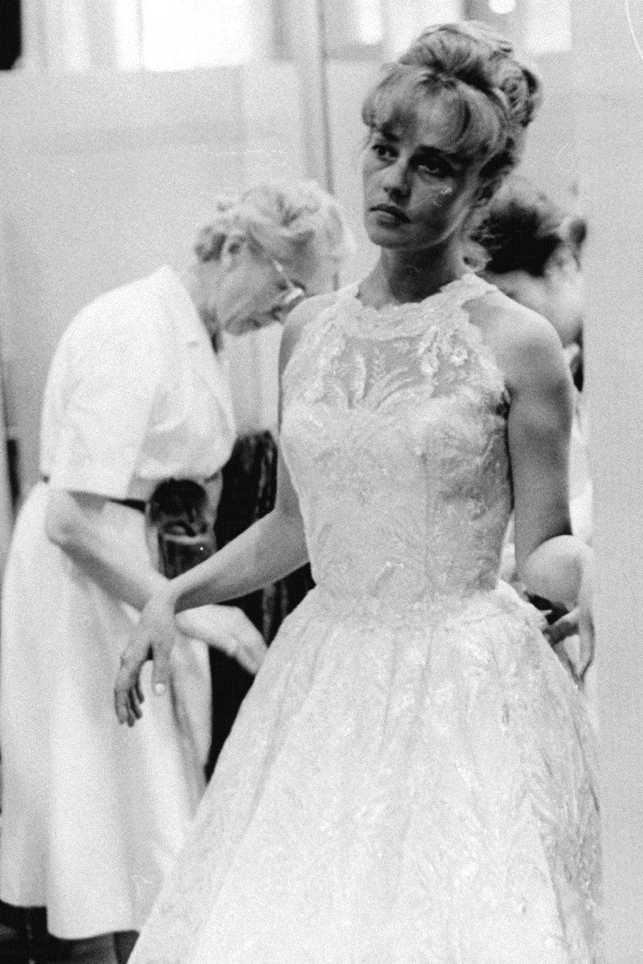 Chanel Haute Couture S/S 1960 Blush Pink Lace Wheat Dress