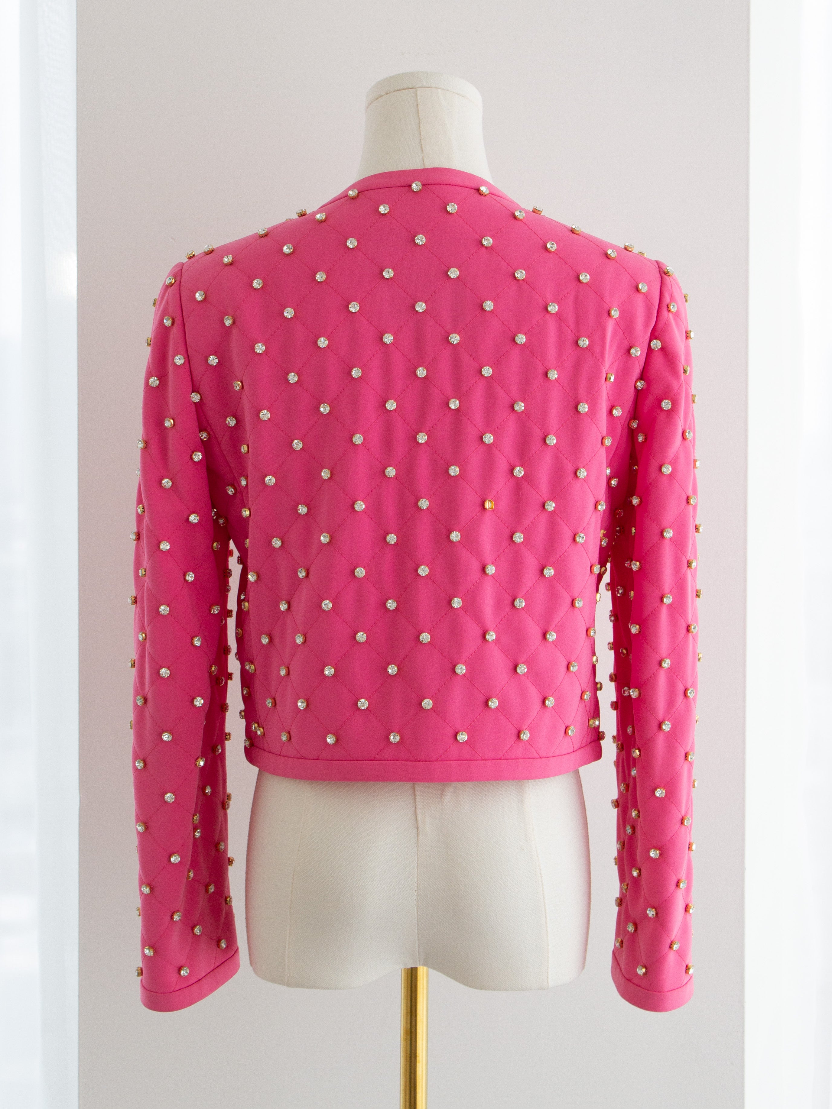 Moschino Couture S/S 2015 Barbie Crystal Embellished Swarovski Pink Jacket