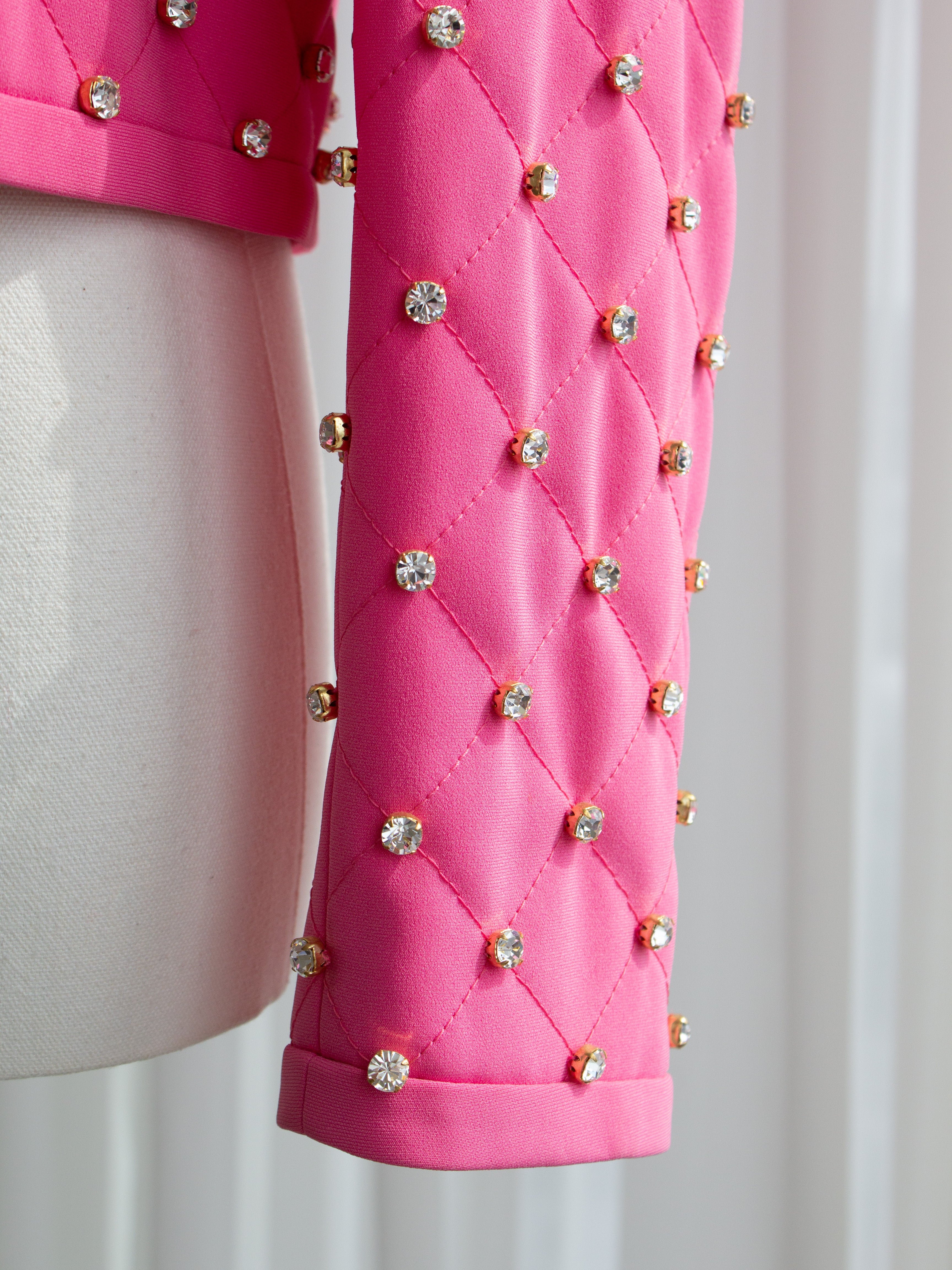 Moschino Couture S/S 2015 Barbie Crystal Embellished Swarovski Pink Jacket