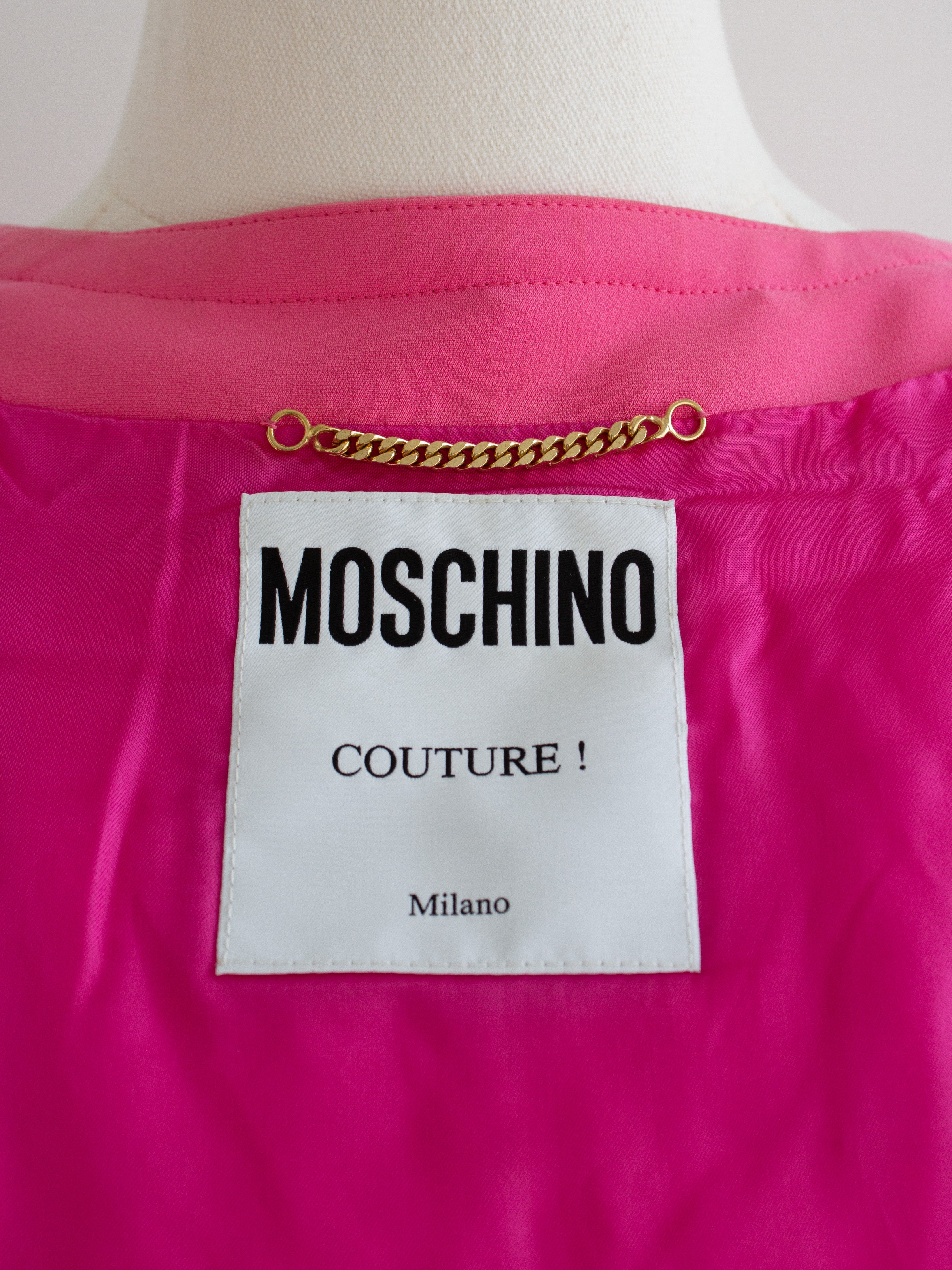 Moschino Couture S/S 2015 Barbie Crystal Embellished Swarovski Pink Jacket