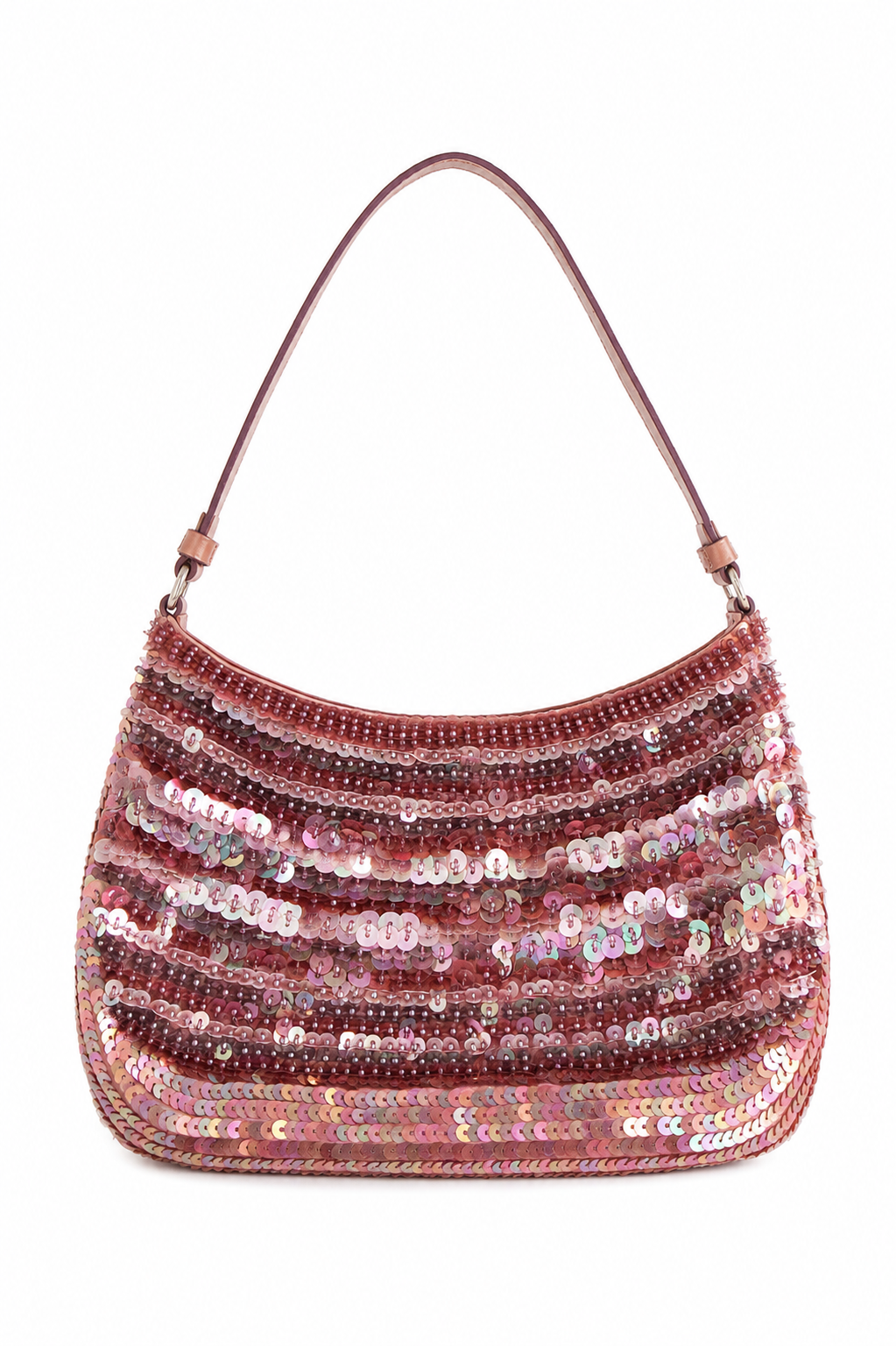 Prada Raso Vintage Sequin Embellished Petals Mauve Pink Shoulder Bag