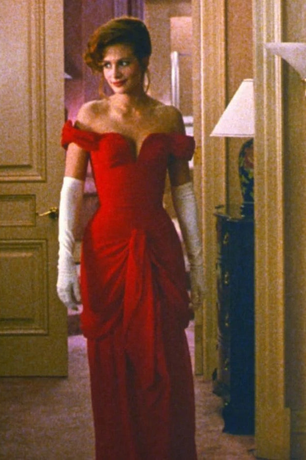Vicky Tiel Couture Vintage “Pretty Woman” 1987 Red Ruched Gown