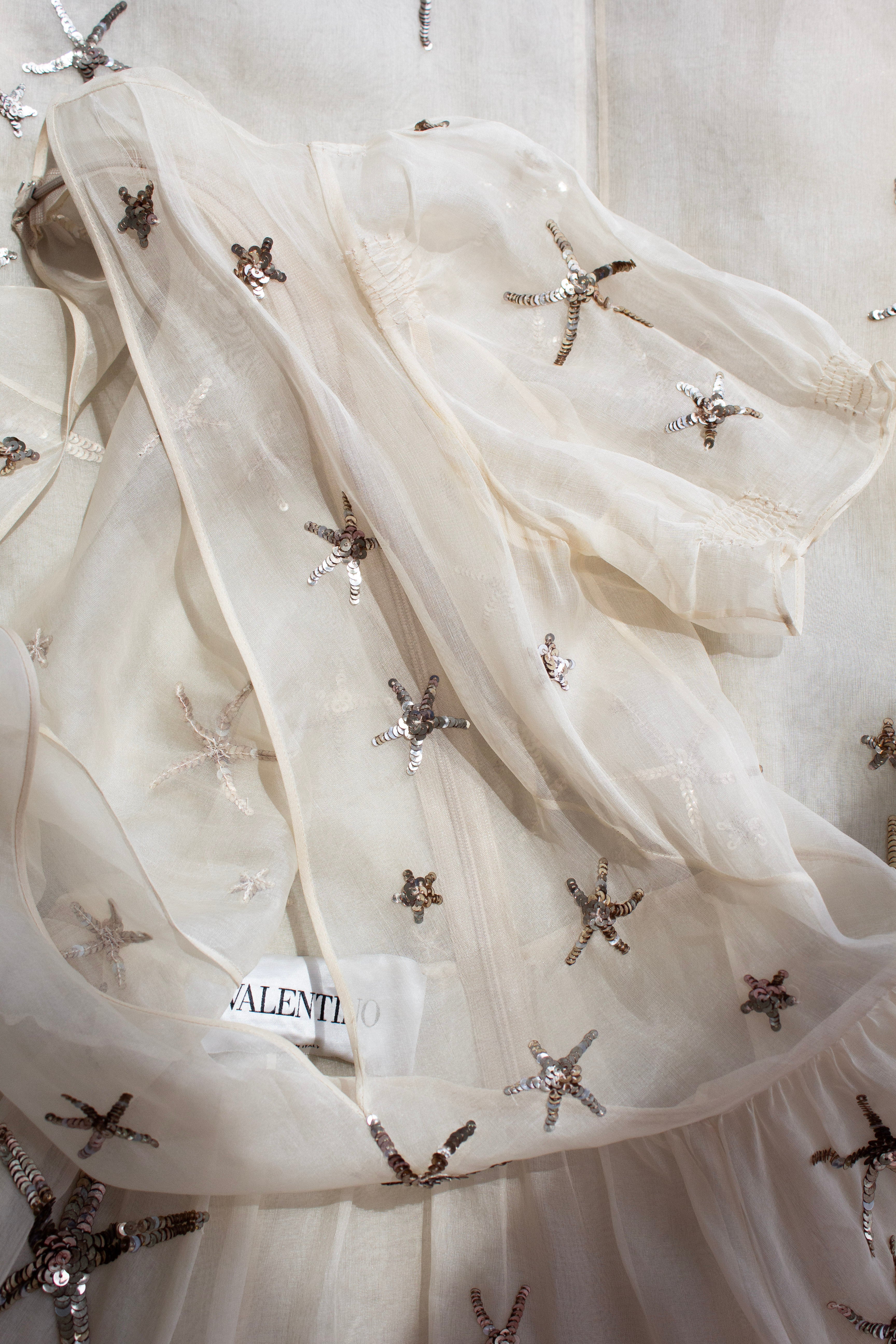 Valentino S/S 2015 Starfish Silk Organza Sequin Embellished Gown