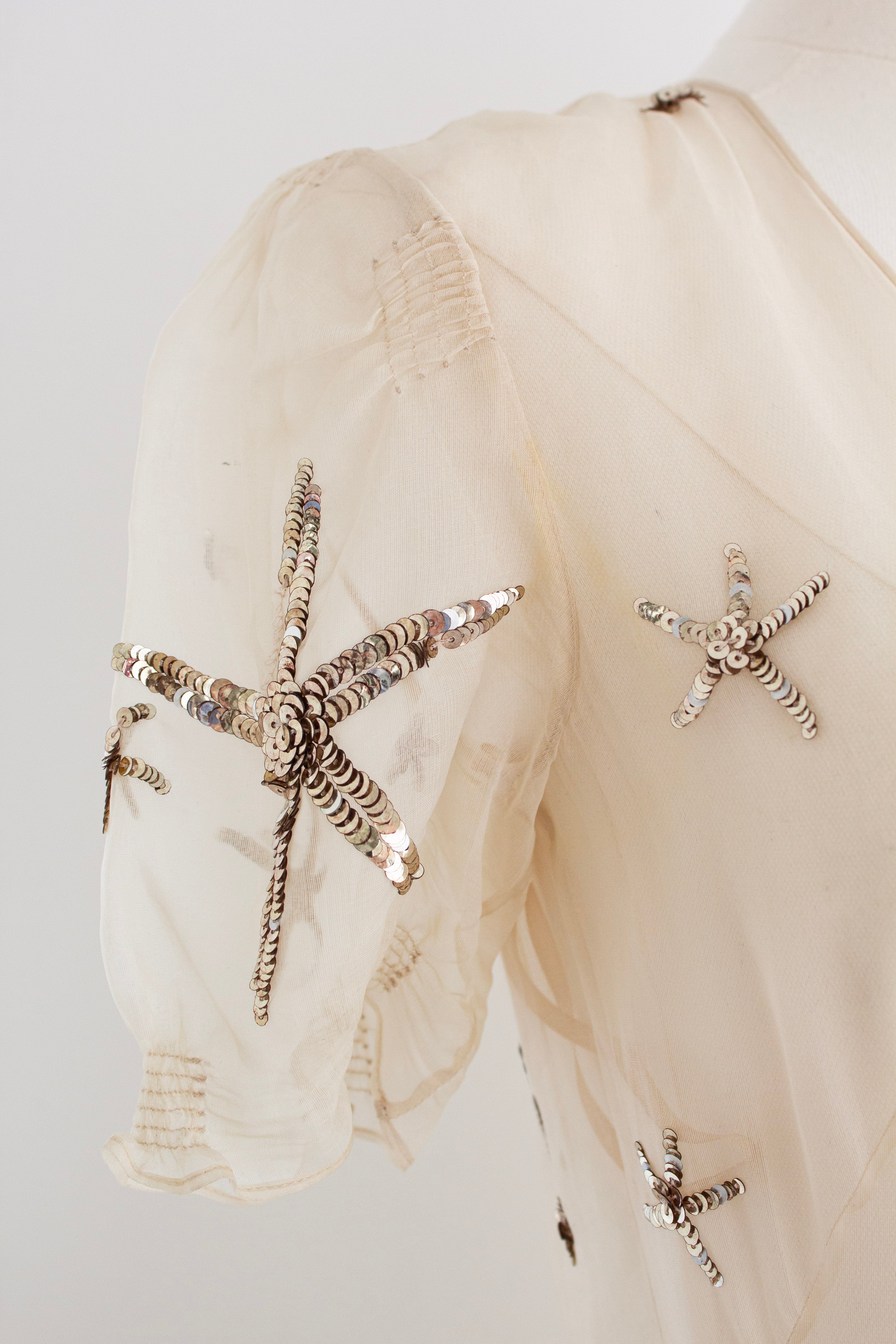 Valentino S/S 2015 Starfish Silk Organza Sequin Embellished Gown