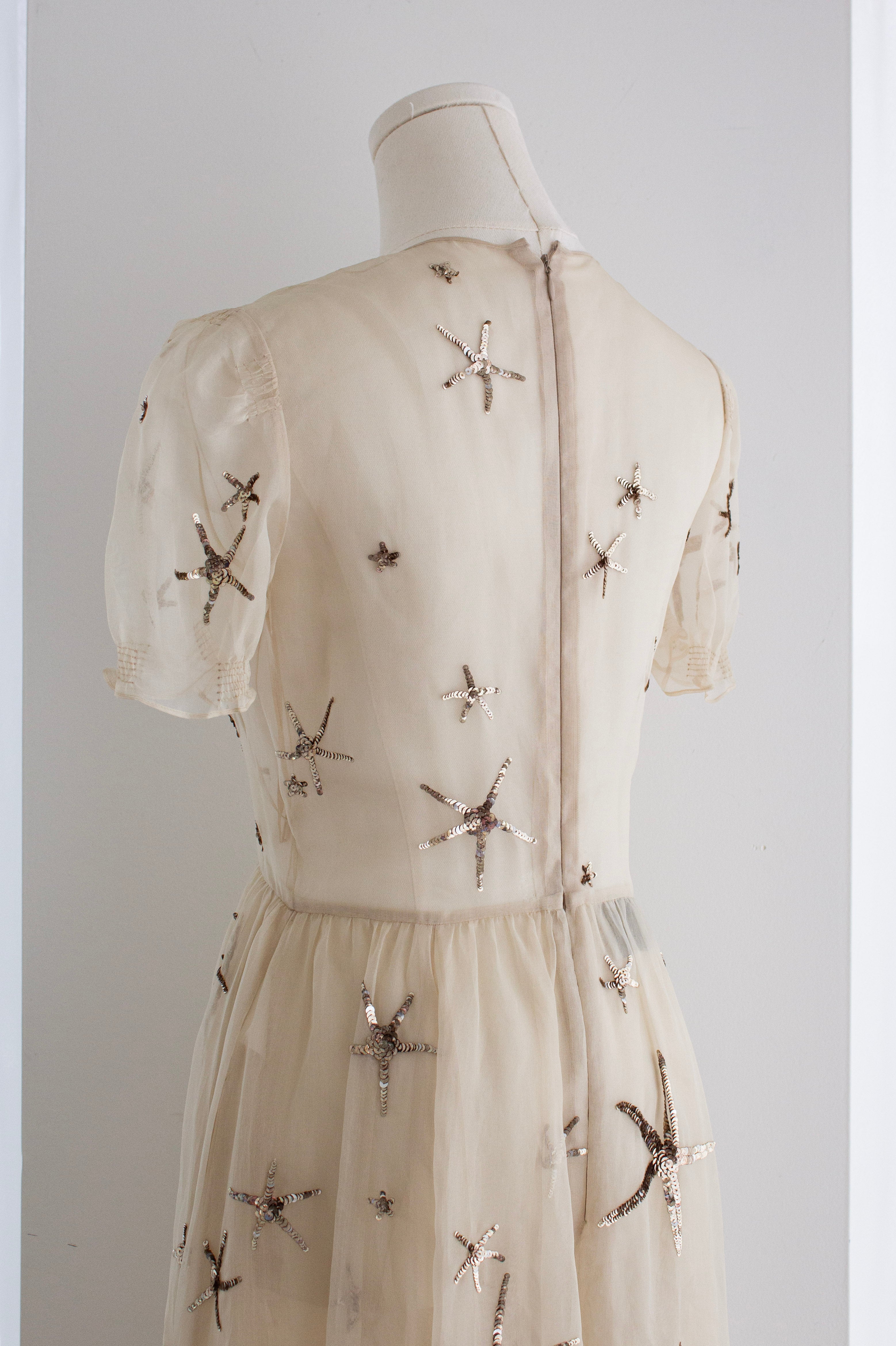 Valentino S/S 2015 Starfish Silk Organza Sequin Embellished Gown