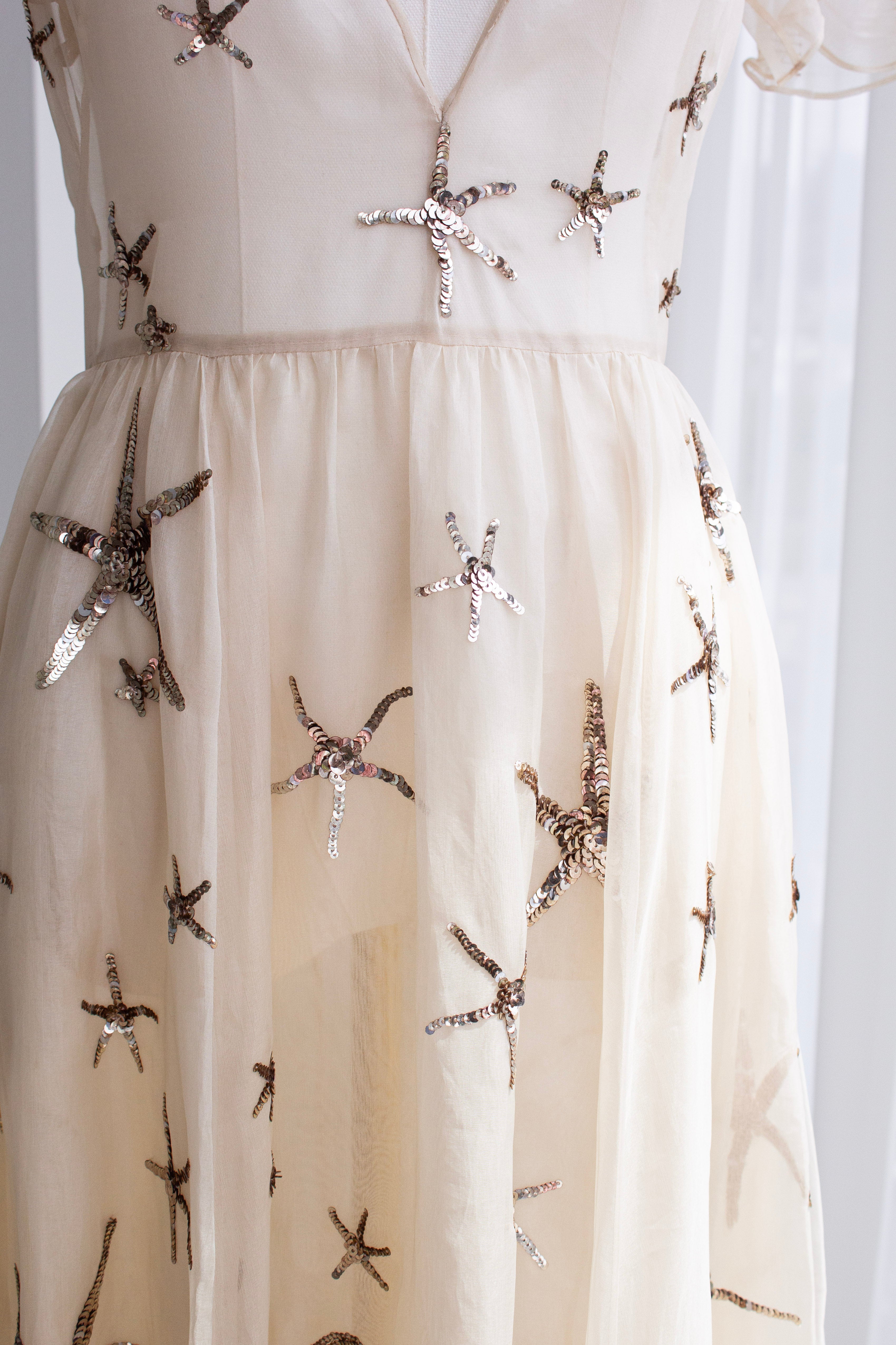 Valentino S/S 2015 Starfish Silk Organza Sequin Embellished Gown
