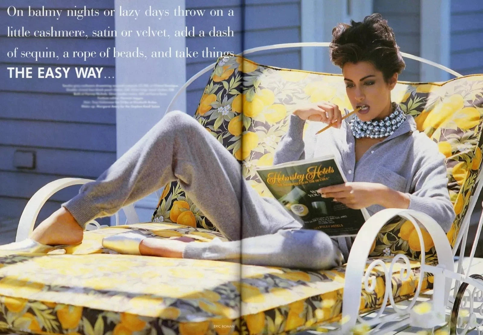 Rare Chanel F/W 1991 Grey White Pearl CC Cashmere Linda 91A Jumpsuit