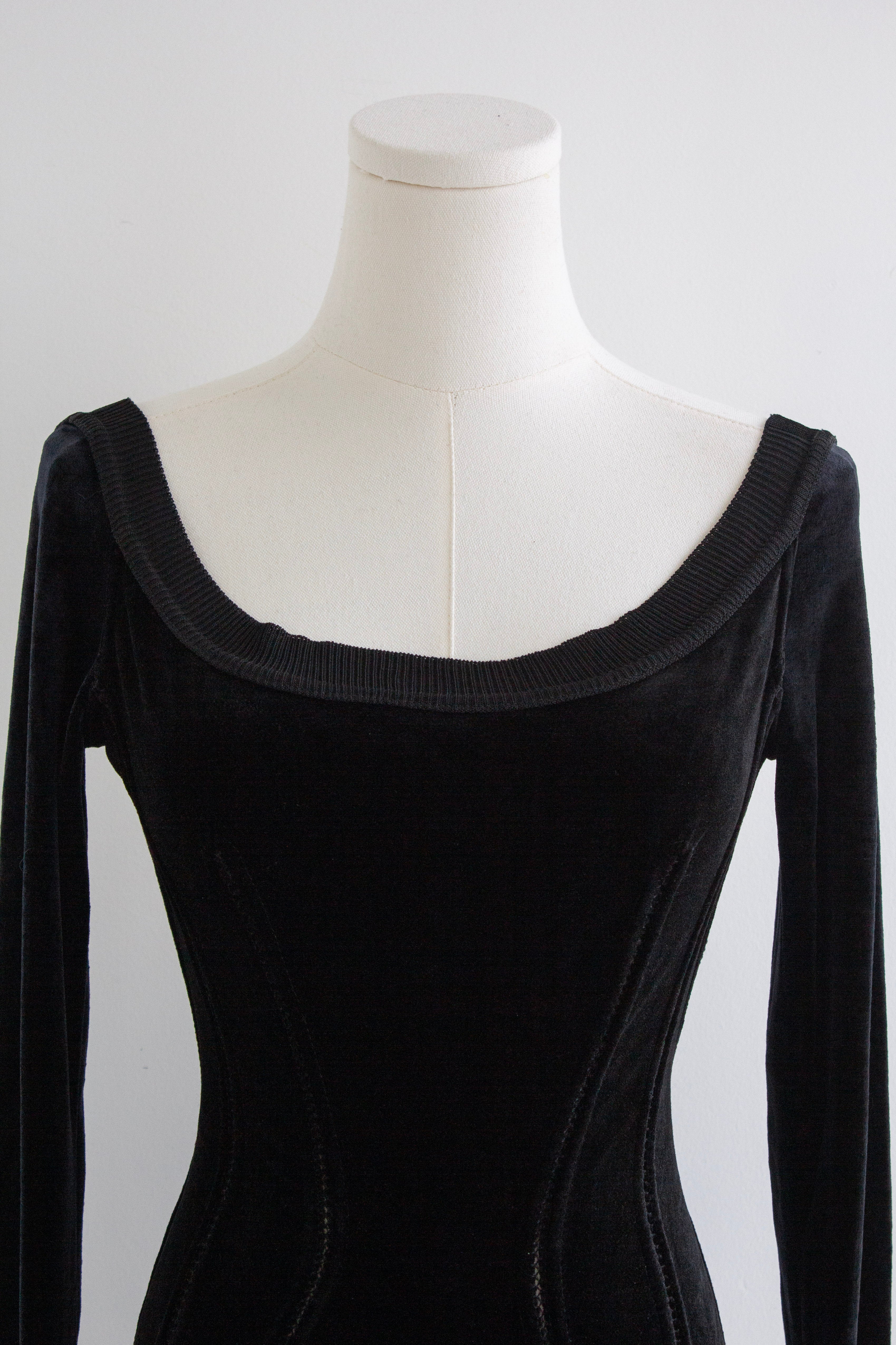 Alaïa Vintage Fall/Winter 1988 Black Velvet Bodysuit