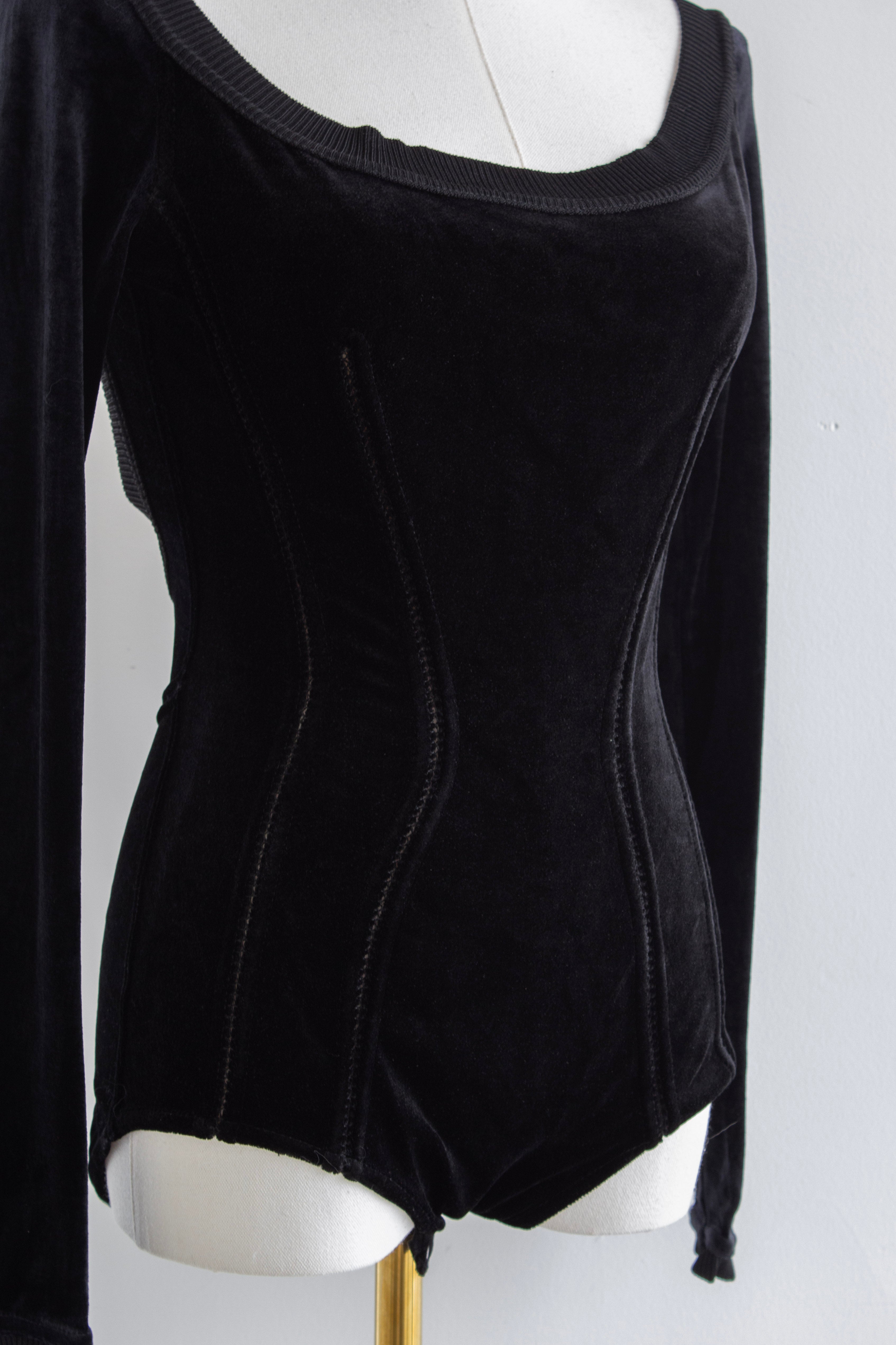 Alaïa Vintage Fall/Winter 1988 Black Velvet Bodysuit