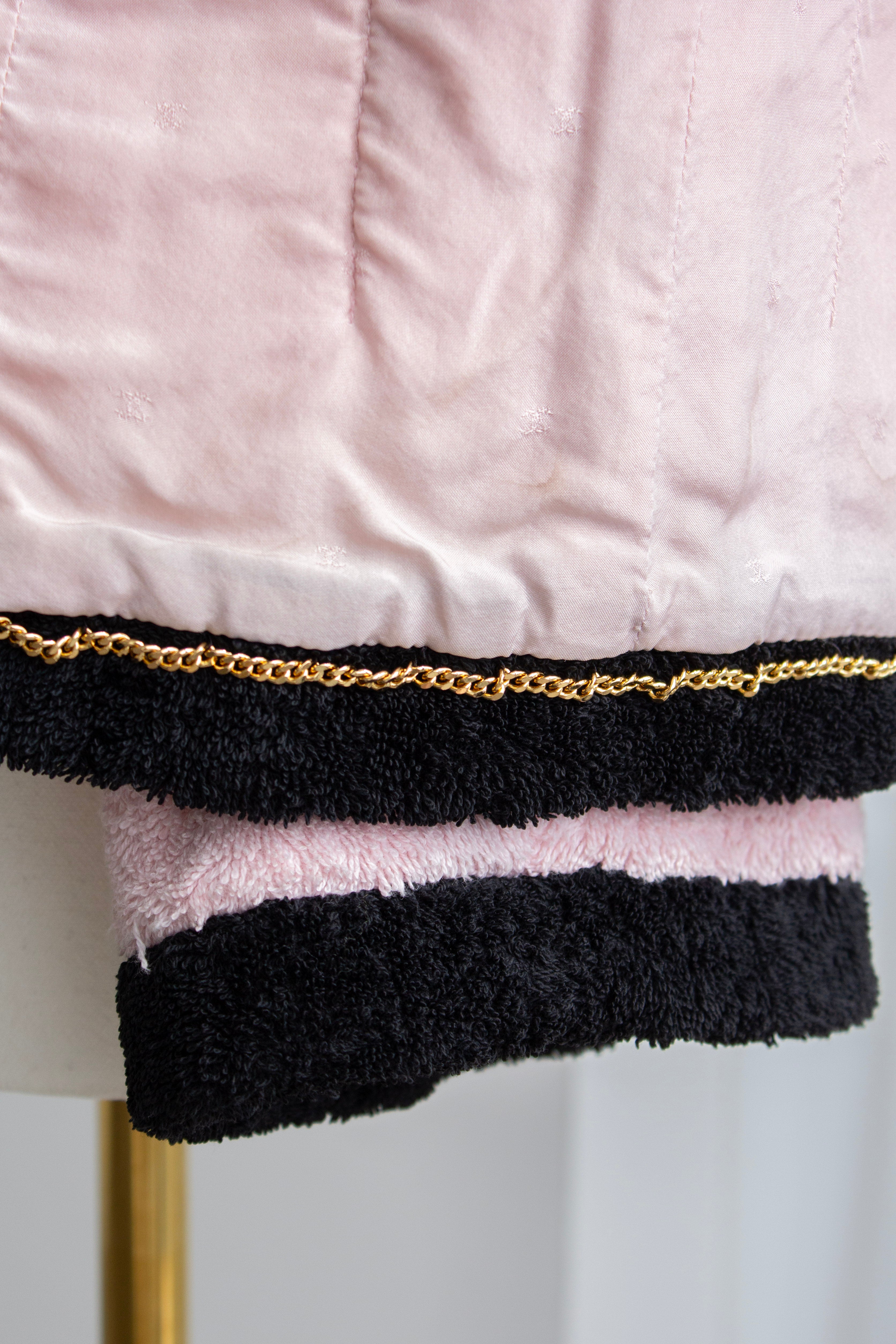 Chanel Vintage Spring/Summer 1992 Pink Black Cotton Terry Jacket
