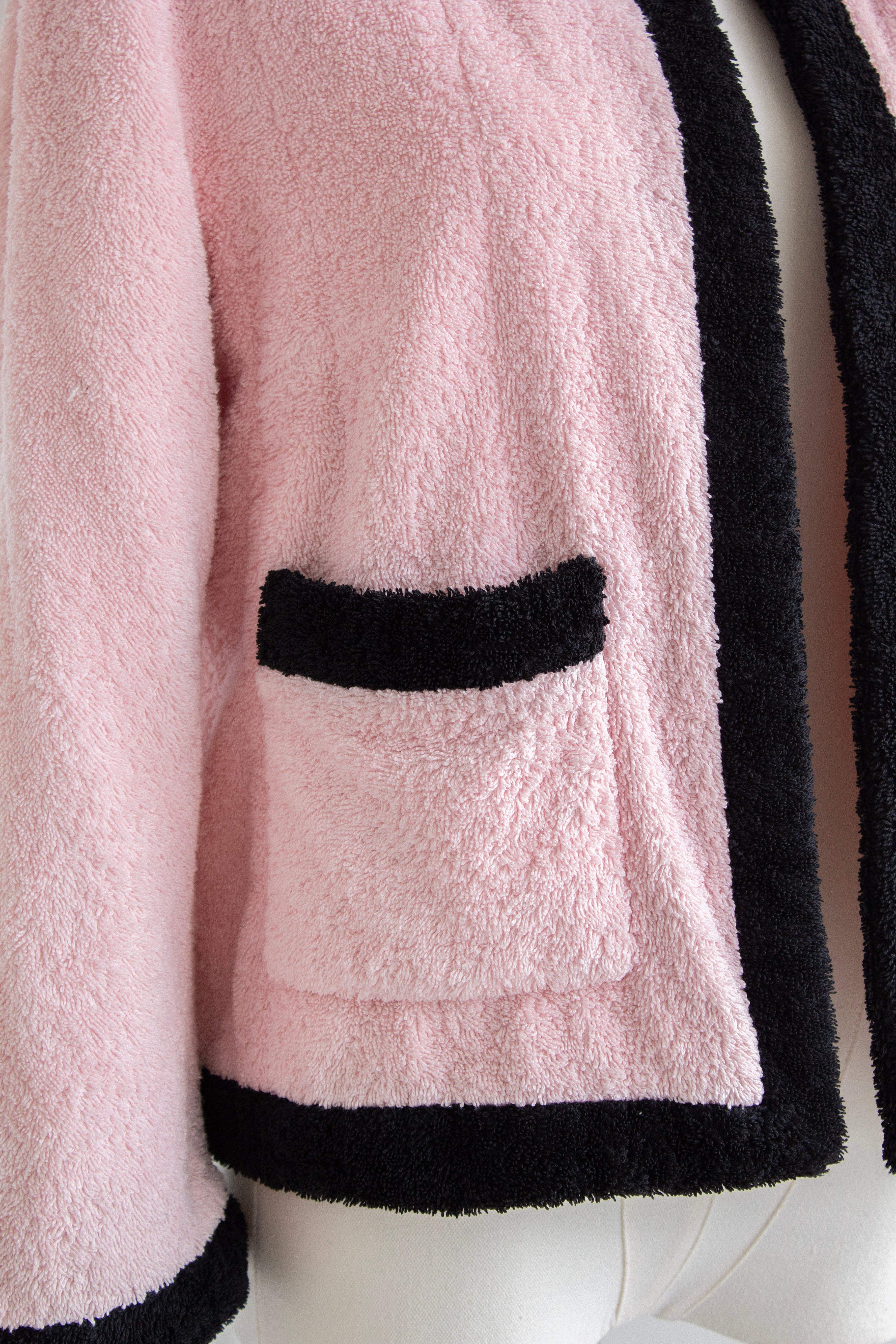Chanel Vintage Spring/Summer 1992 Pink Black Cotton Terry Jacket