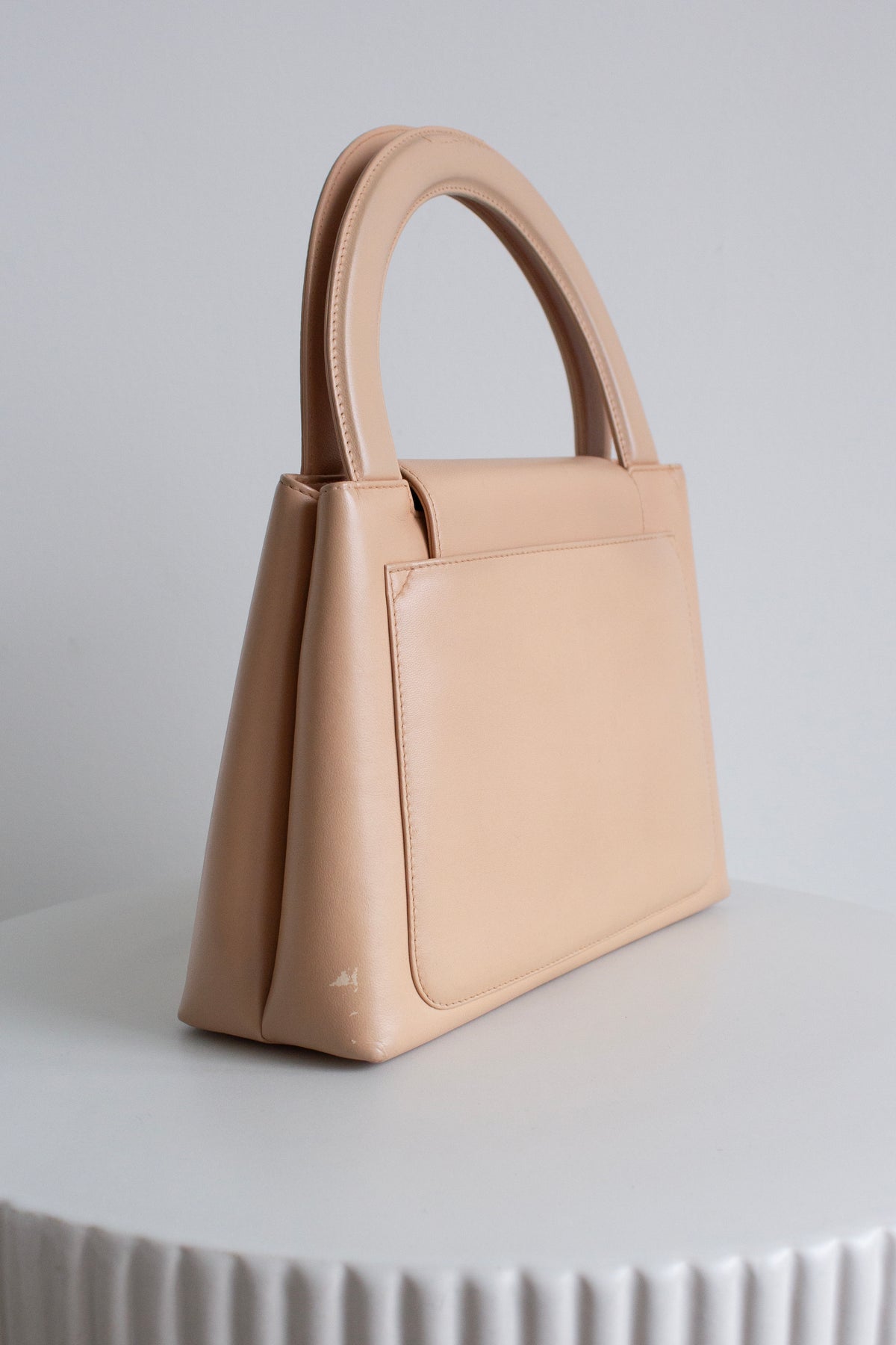 Chanel Vintage 1998 Kelly Pink Nude Lambskin 24K Gold Top Handle Bag