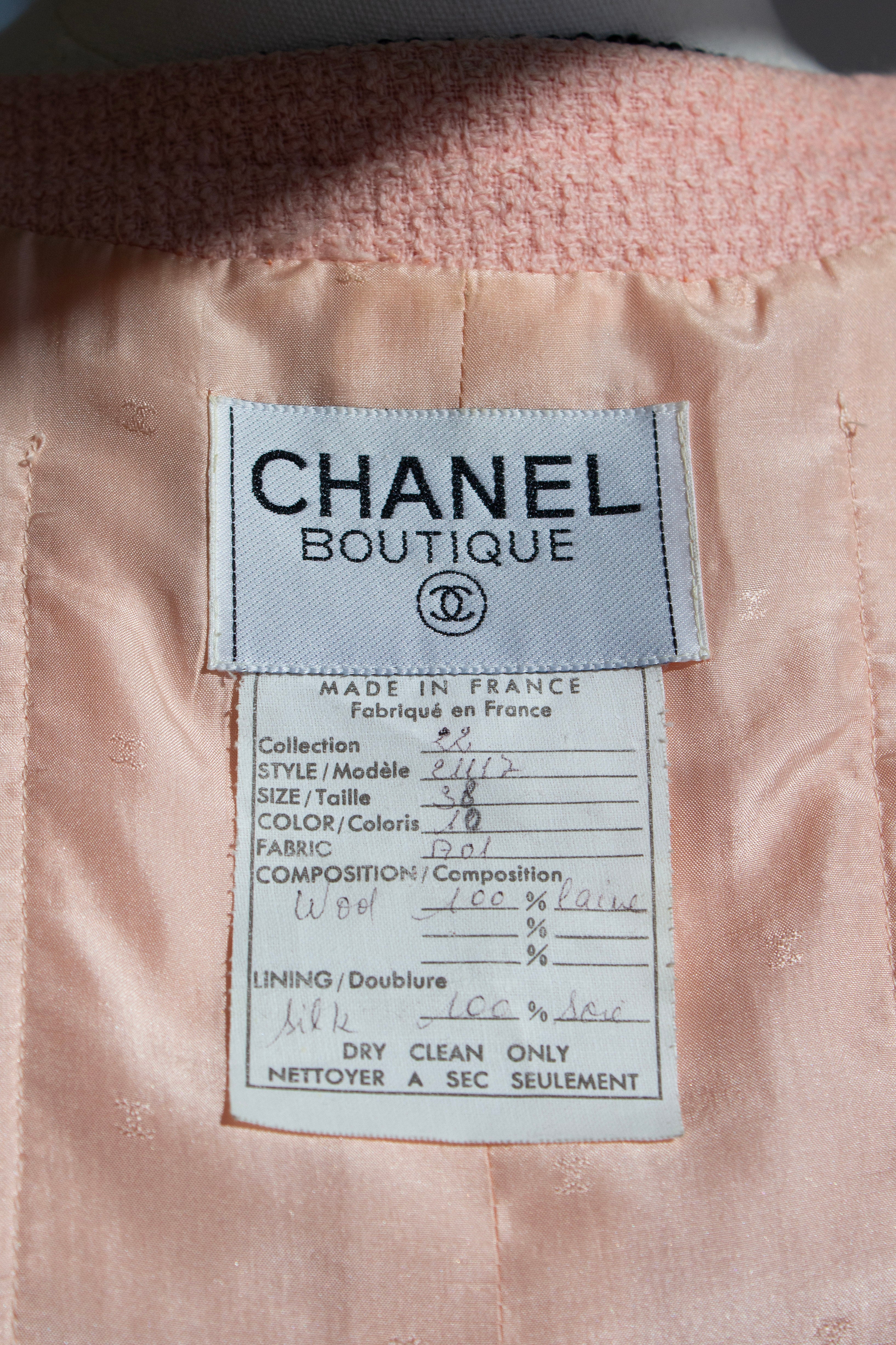 Chanel Vintage S/S 1990 Pink Black CC Tweed Jacket