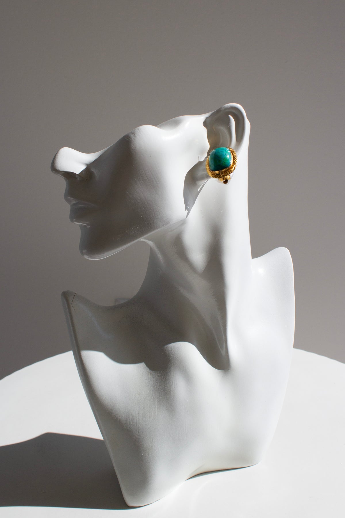Attributed to Chanel Vintage Gold-Tone Turquoise Pâte de Verre Glass Clip-On Earrings
