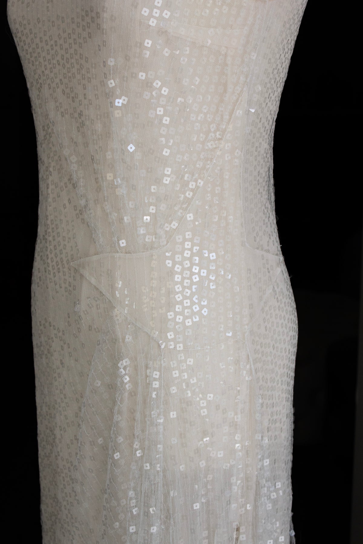 Chanel Cruise 2000 White Sequin Star Embellished Tulle Gown