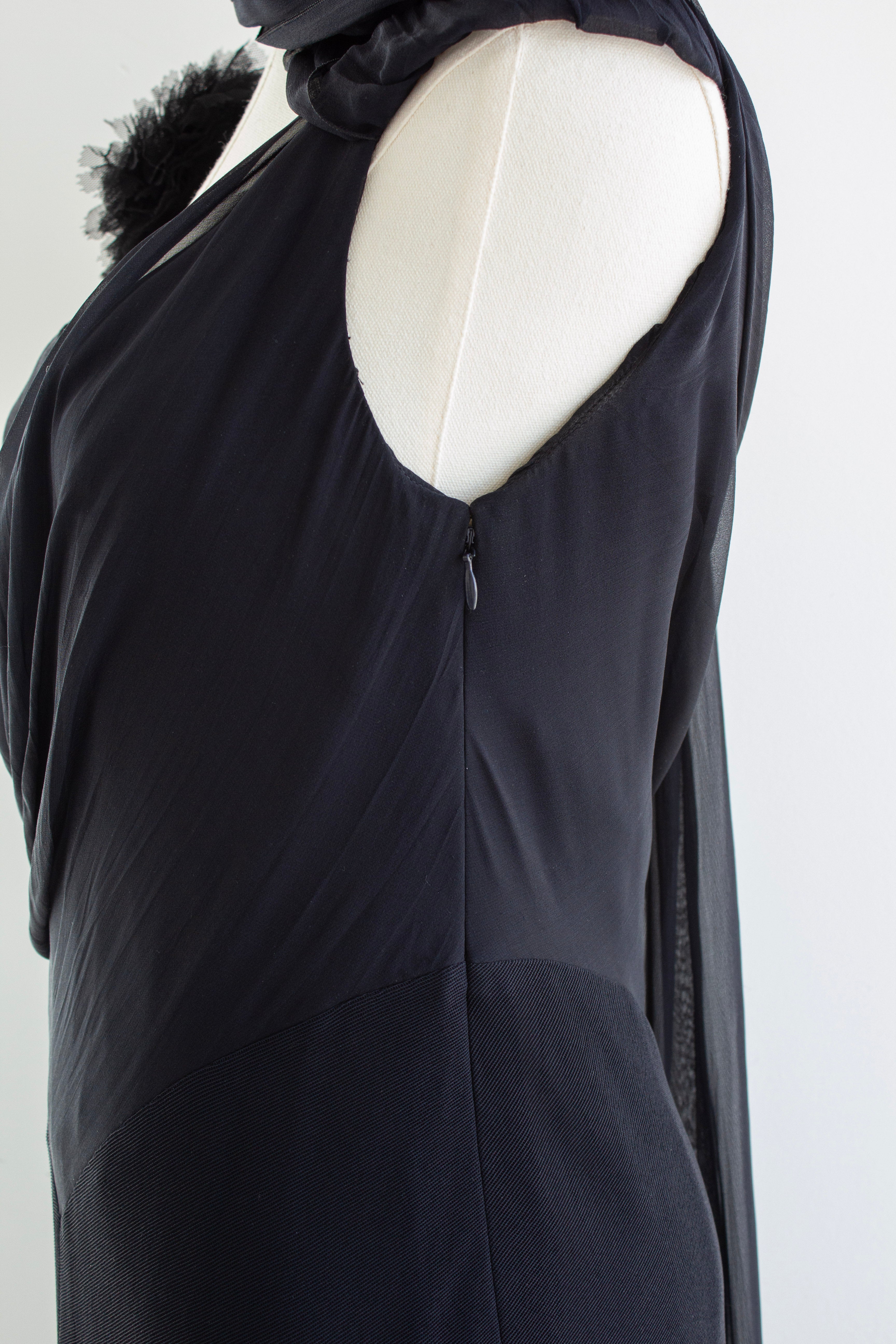 Chanel Cruise 2002 Midnight Blue Jersey & Chiffon Sash 02C Gown