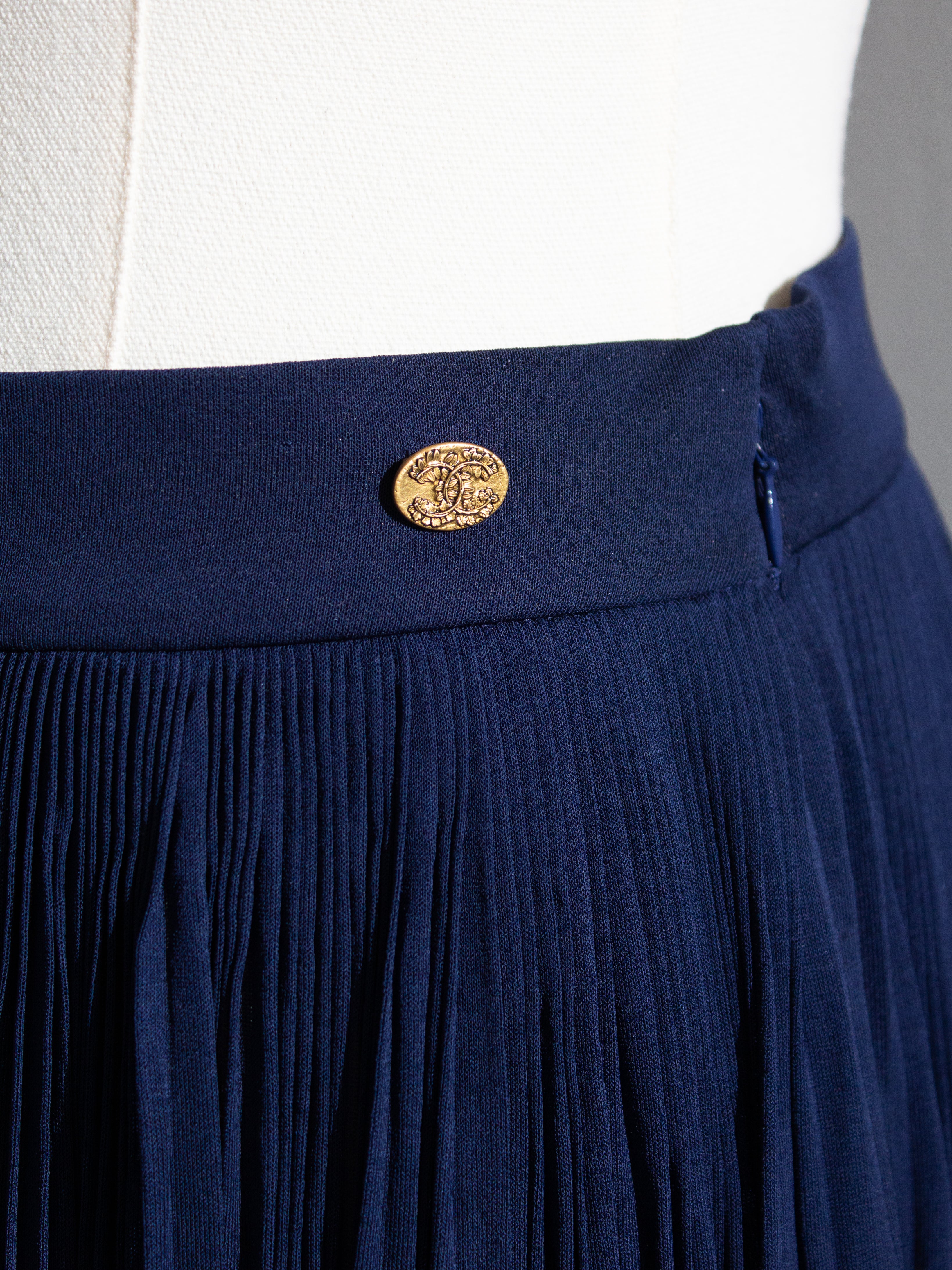 Chanel Cruise 2018 Greece Navy Blue Pleated 18C Palazzo Pants