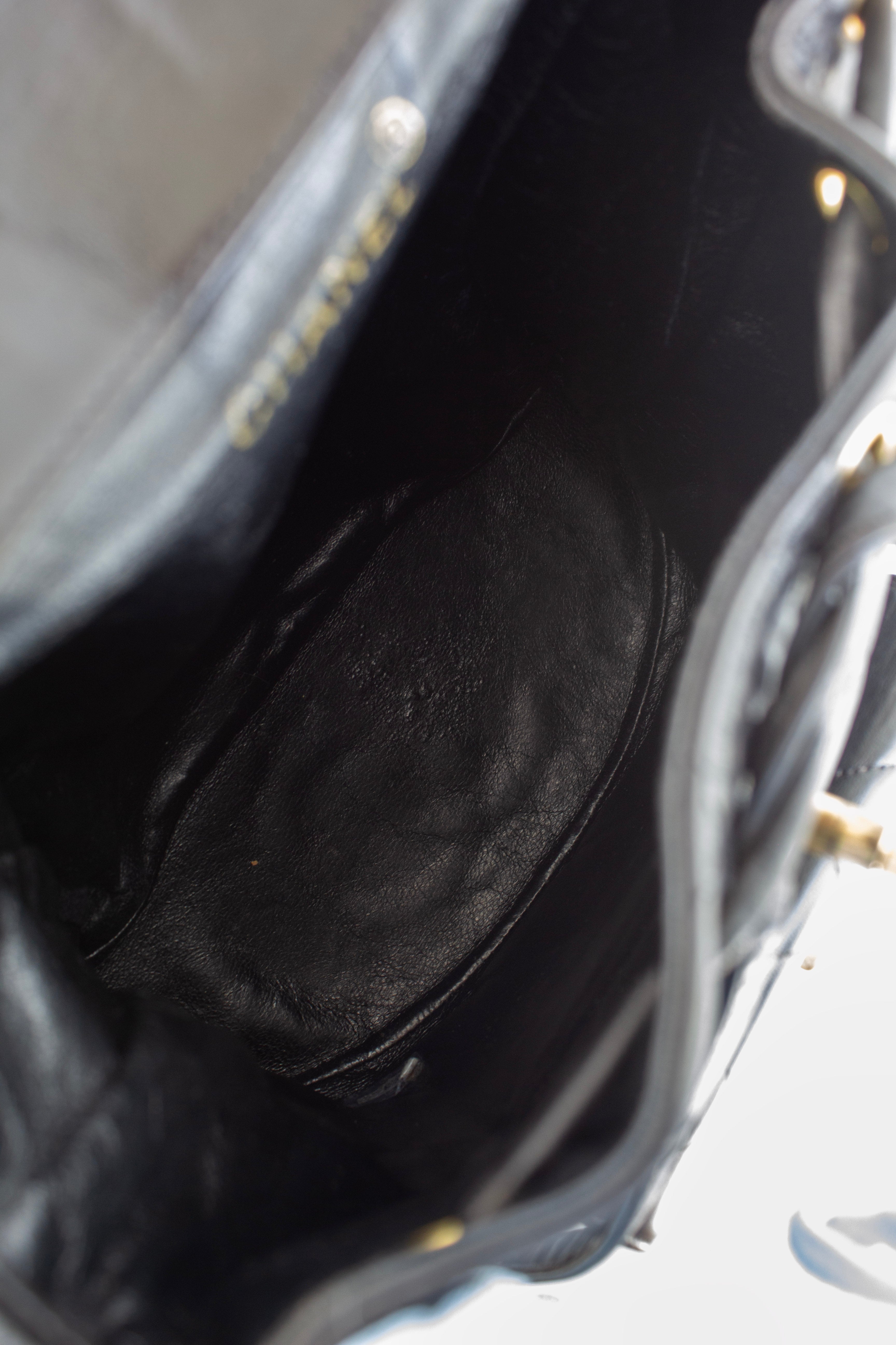 Chanel Vintage Duma Black Lambskin Leather Quilted 24K Gold Backpack