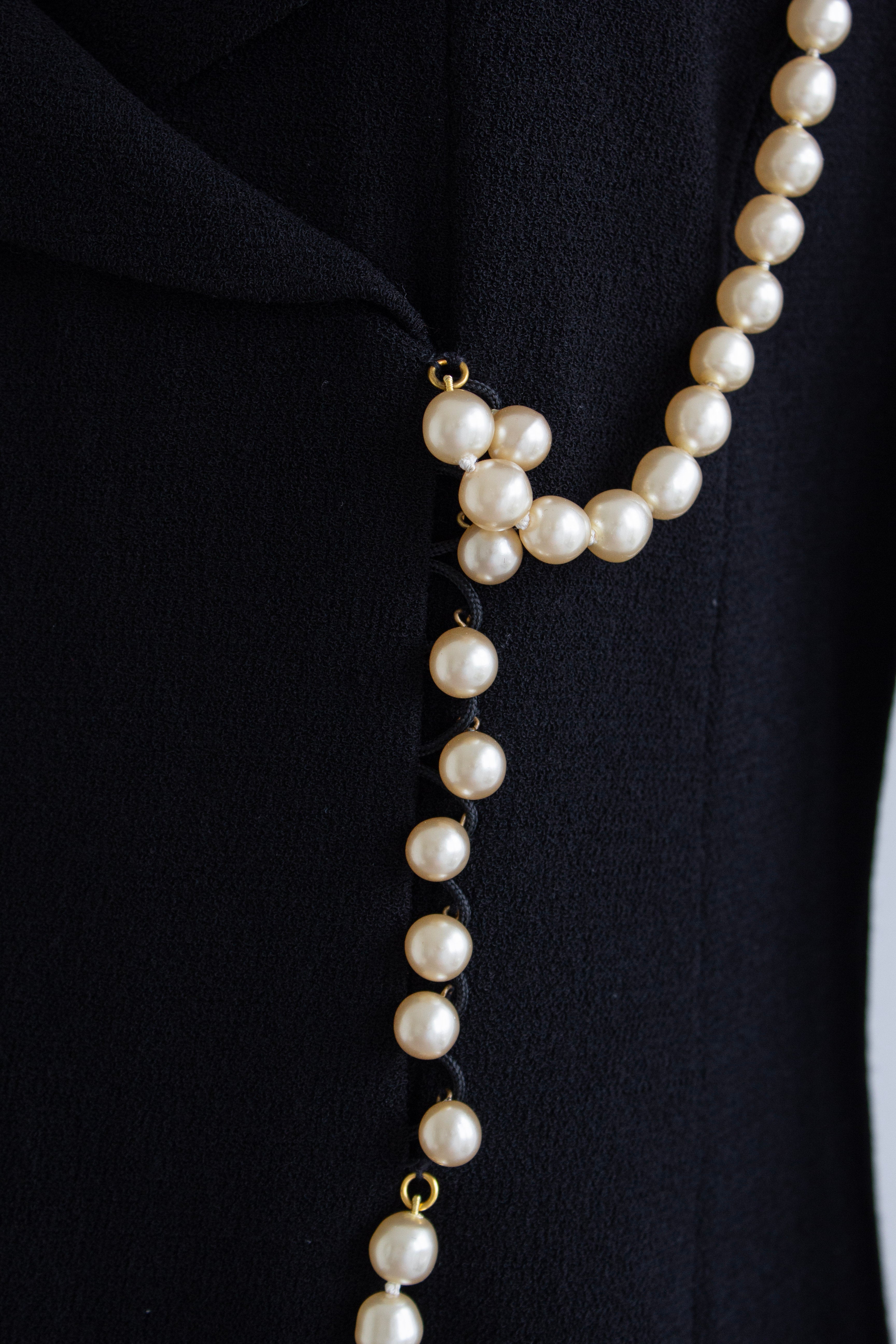 Chanel F/W 1991 Vintage Black Pearl Embellished Mini Dress