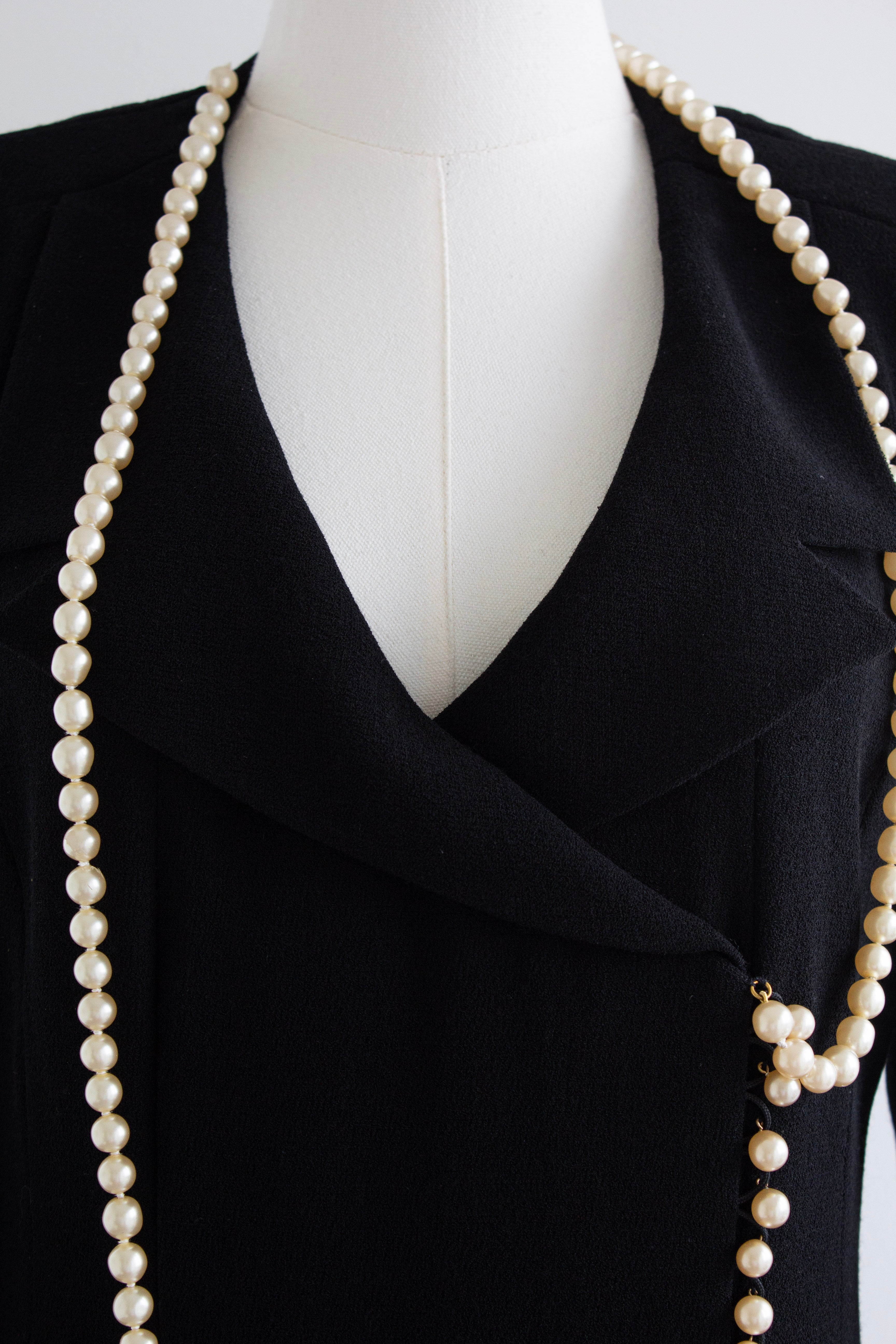 Chanel F/W 1991 Vintage Black Pearl Embellished Mini Dress