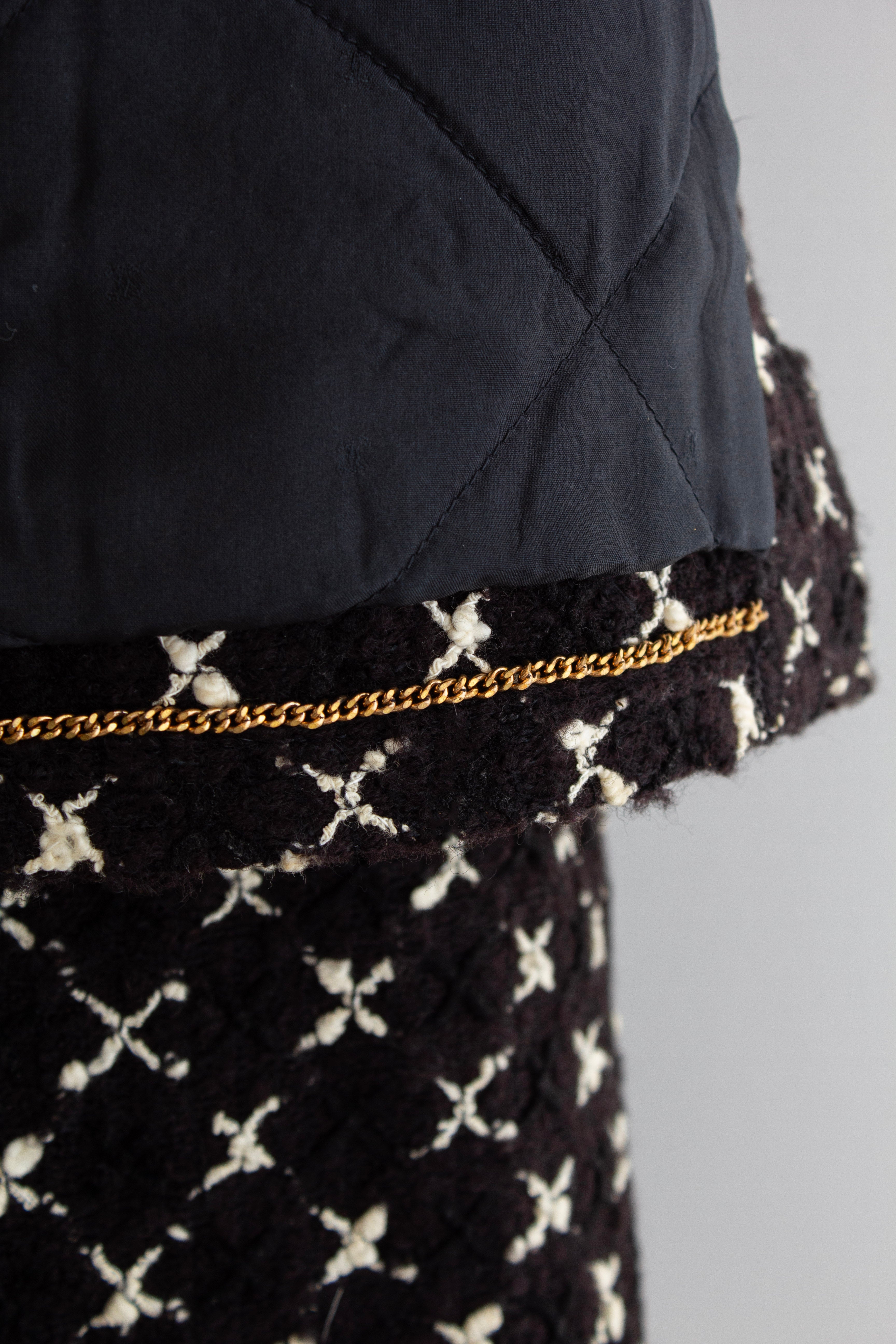 Chanel Vintage Fall/Winter 1987 Black & White “X” Tweed Jacket & Skirt Suit