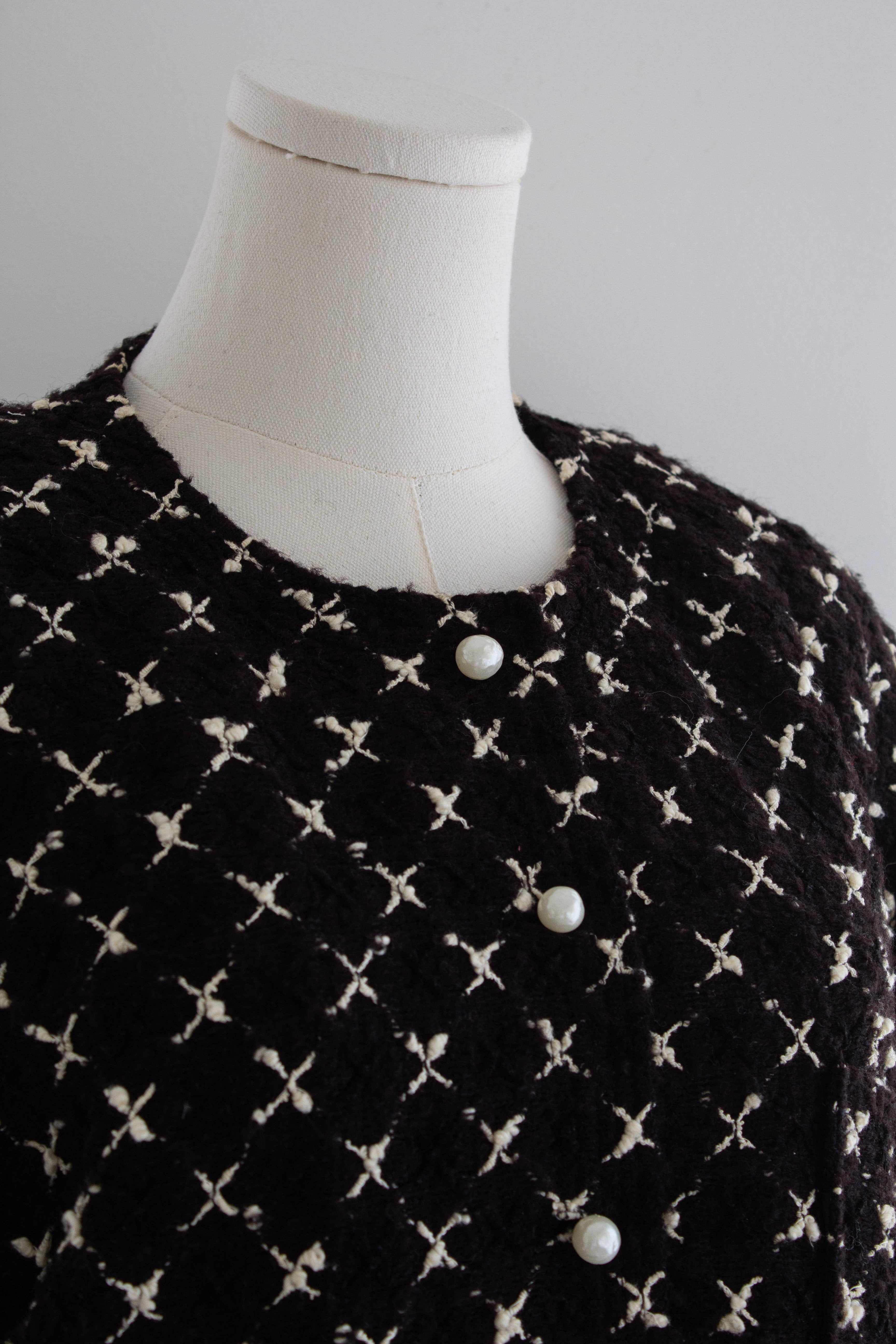 Chanel Vintage Fall/Winter 1987 Black & White “X” Tweed Jacket & Skirt Suit